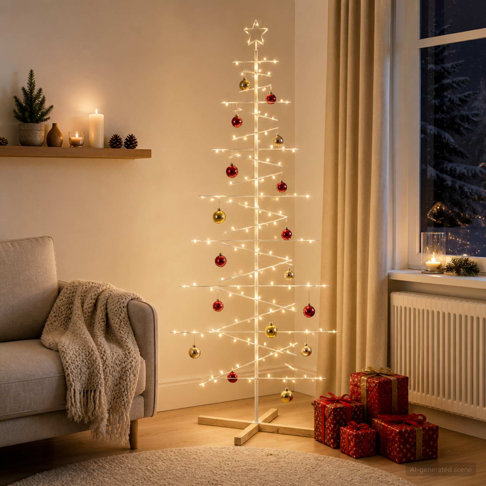 Albero di Natale in metallo con supporto KUOPIO 210 cm Acciaio