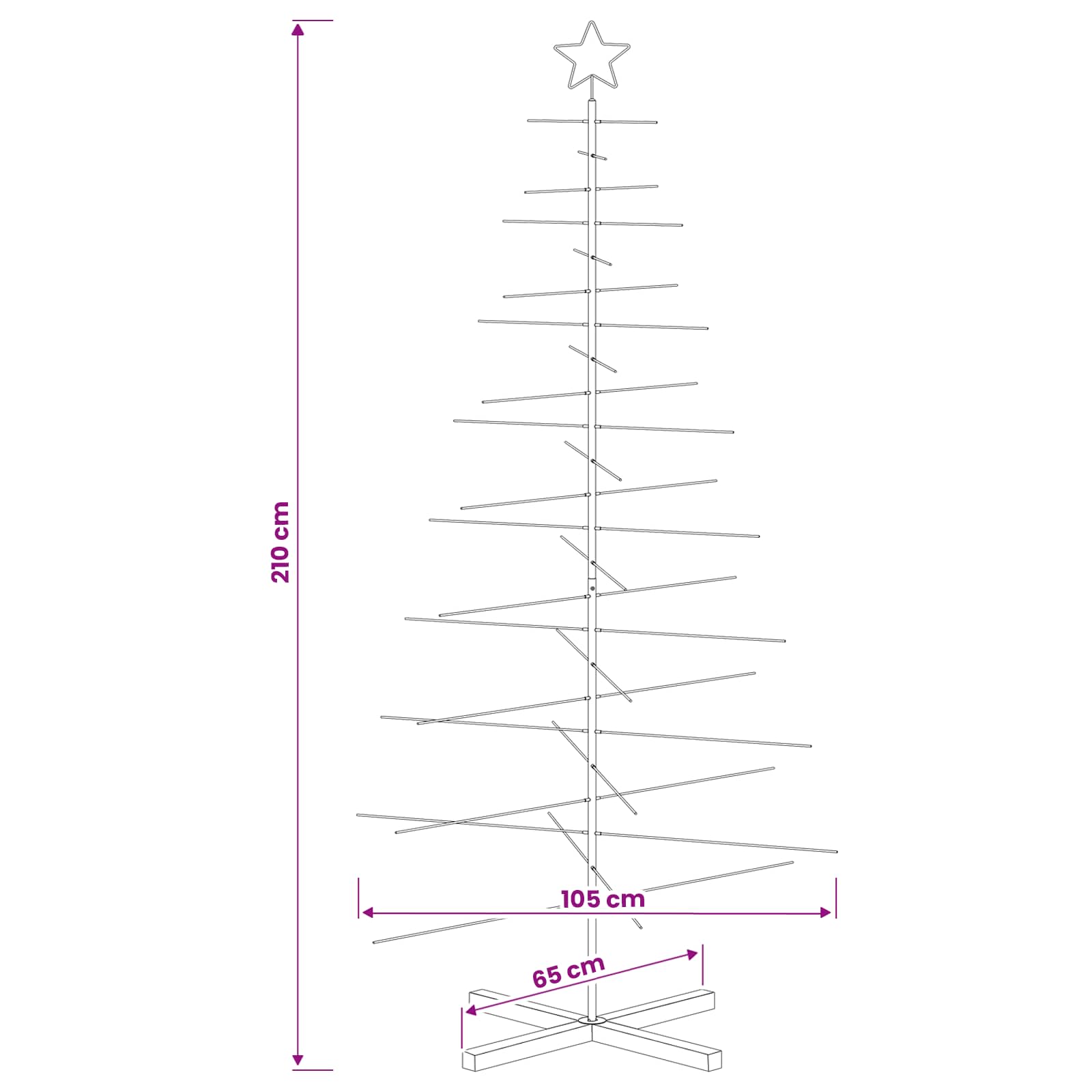 Albero di Natale in metallo con supporto KUOPIO 210 cm Acciaio