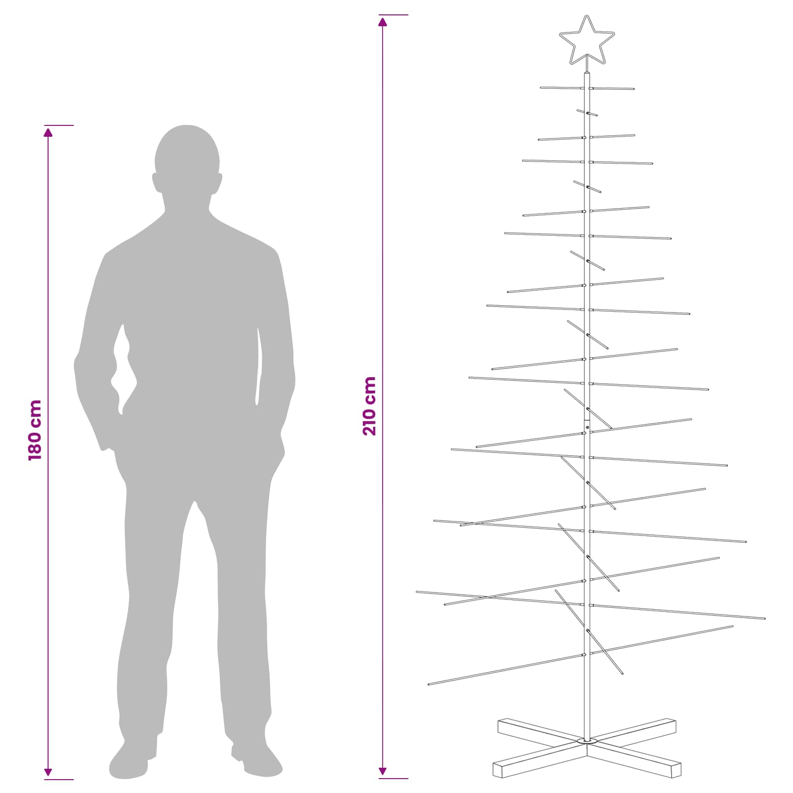 Albero di Natale in metallo con supporto KUOPIO 210 cm Acciaio