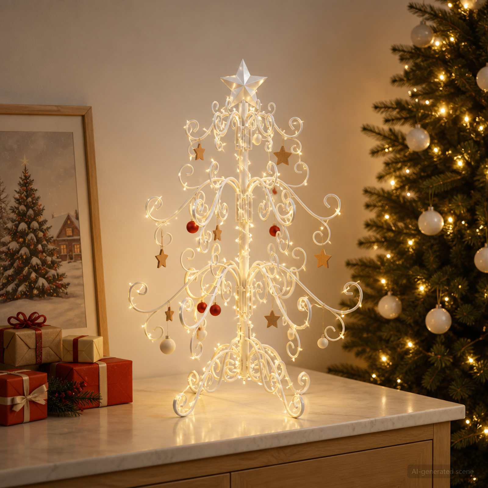 Albero di Natale in metallo KUOPIO 60 cm acciaio White