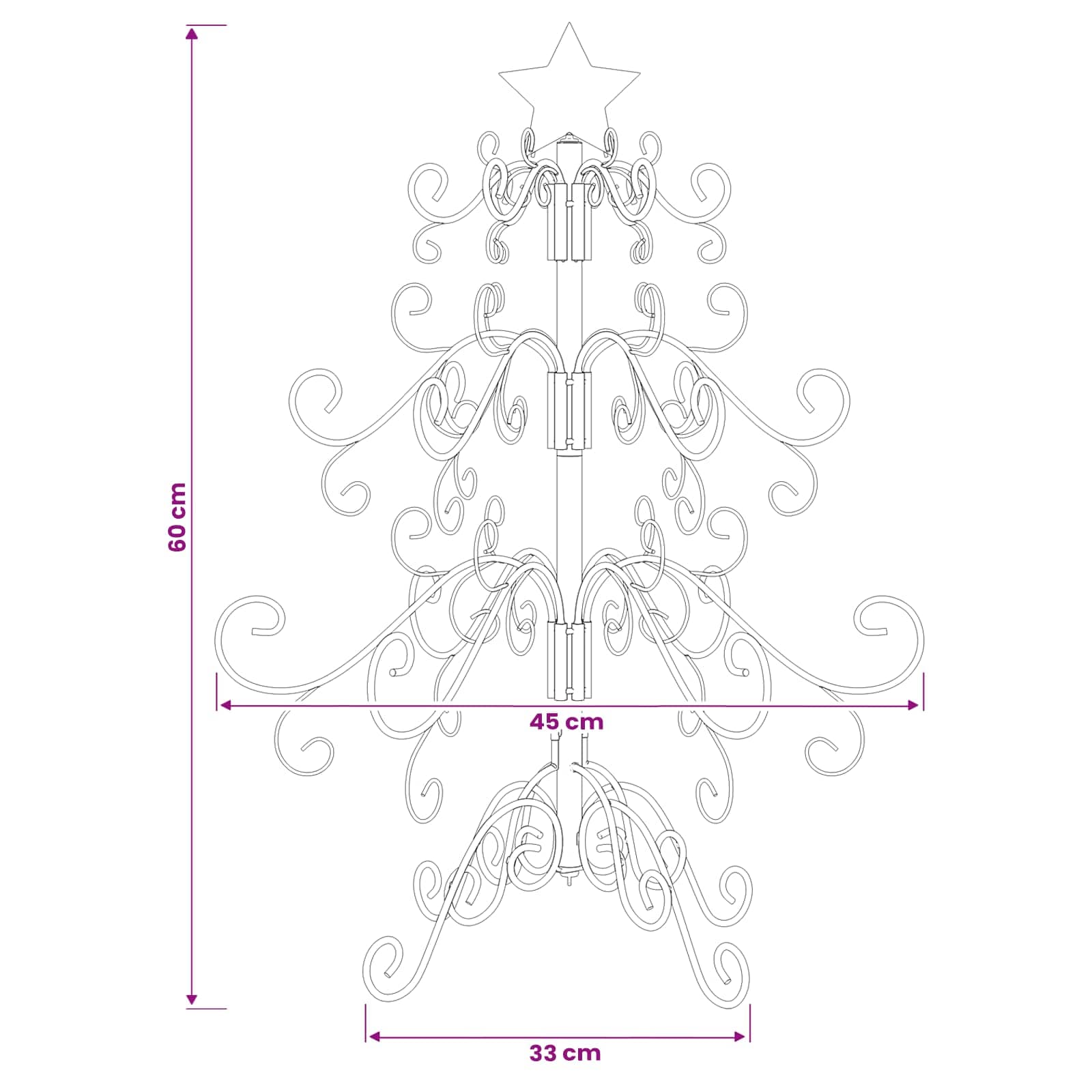 Albero di Natale in metallo KUOPIO 60 cm acciaio White