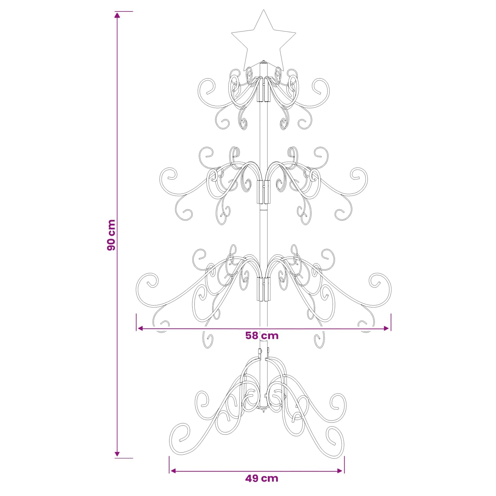 Albero di Natale in metallo KUOPIO 90 cm acciaio White
