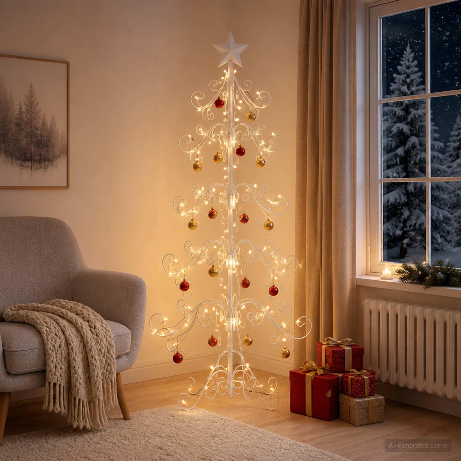 Albero di Natale in metallo KUOPIO 150 cm acciaio White