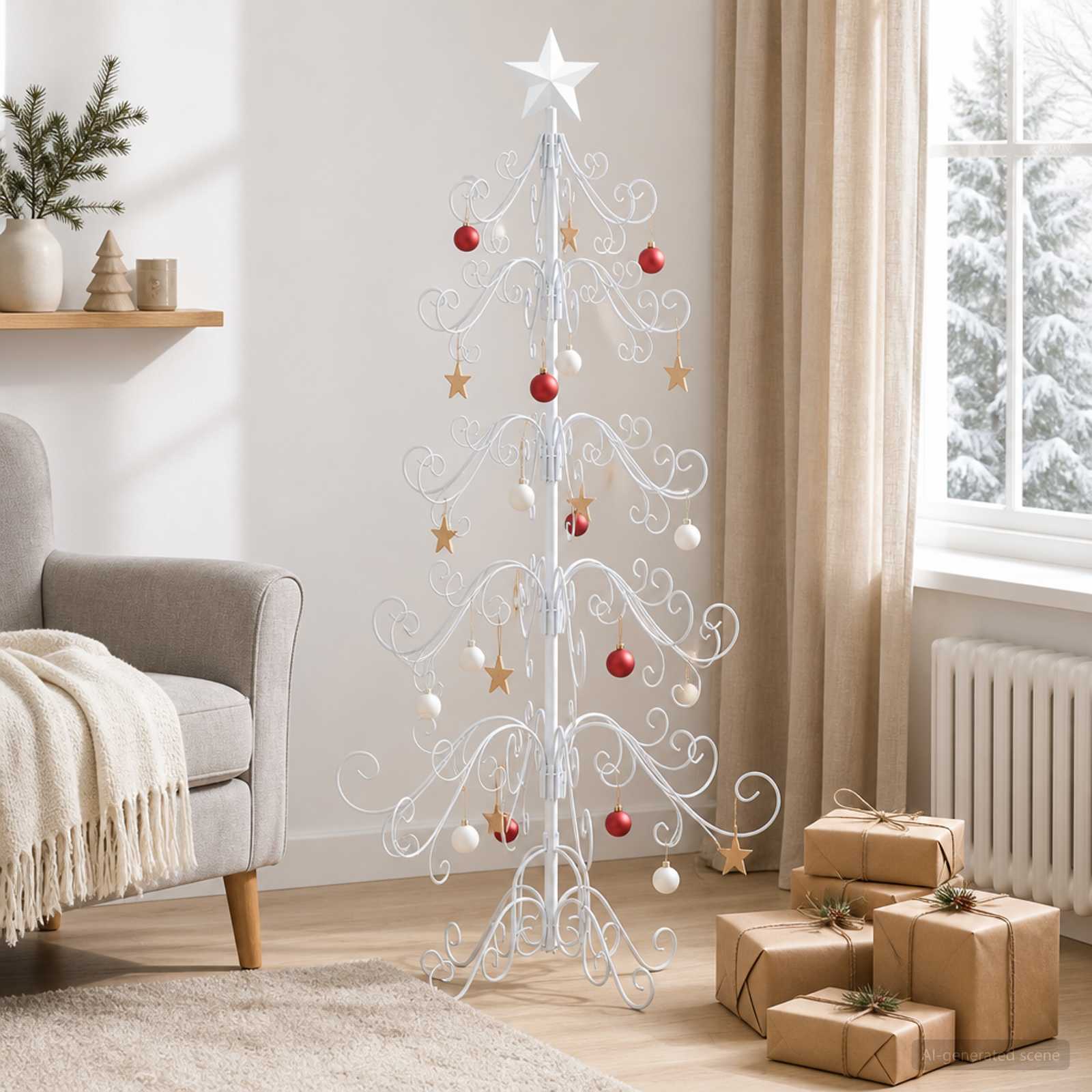 Albero di Natale in metallo KUOPIO 150 cm acciaio White