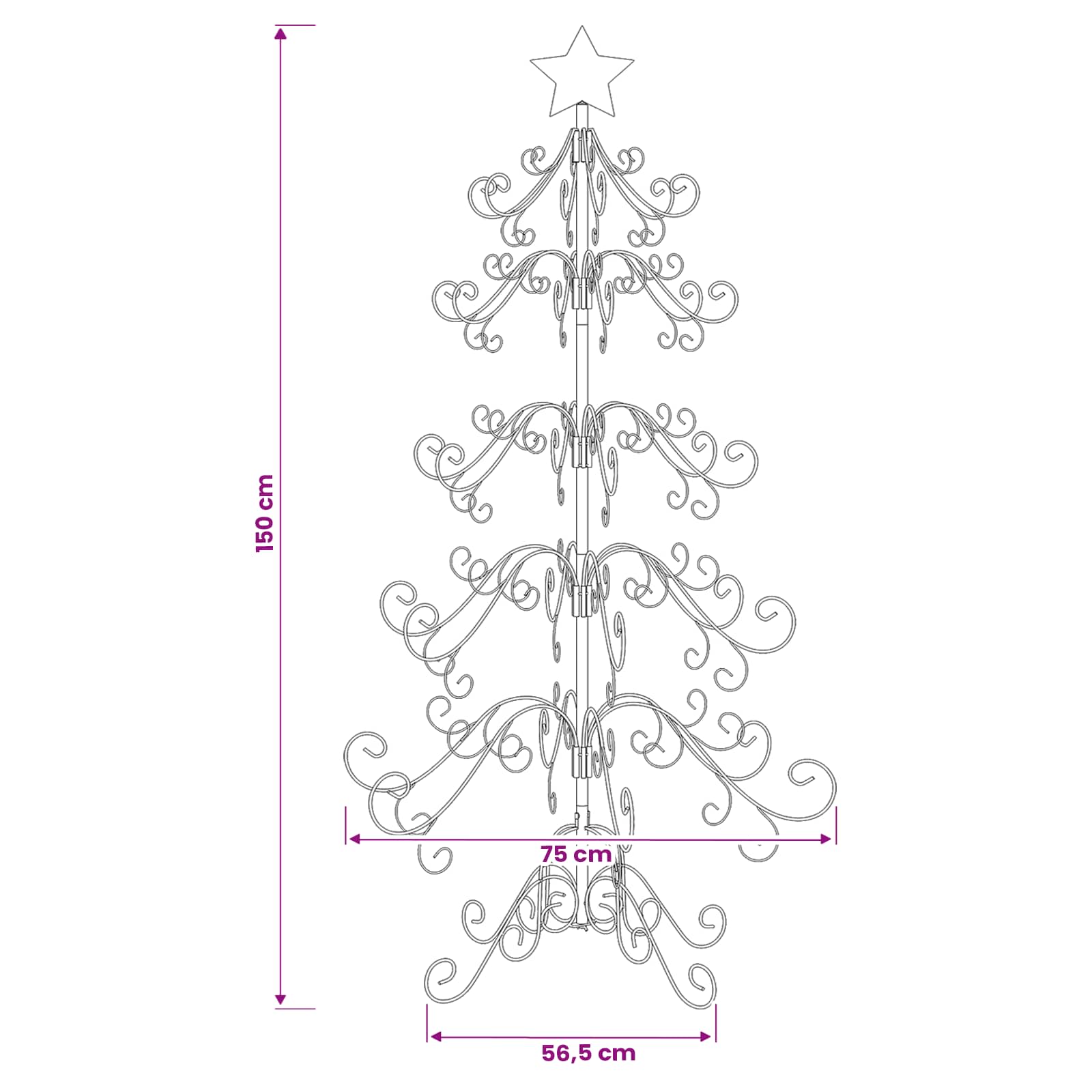 Albero di Natale in metallo KUOPIO 150 cm acciaio White