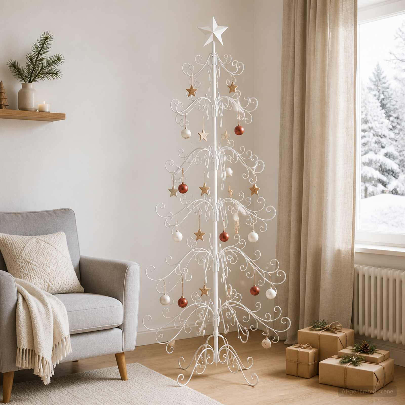 Albero di Natale in metallo KUOPIO 180 cm acciaio White