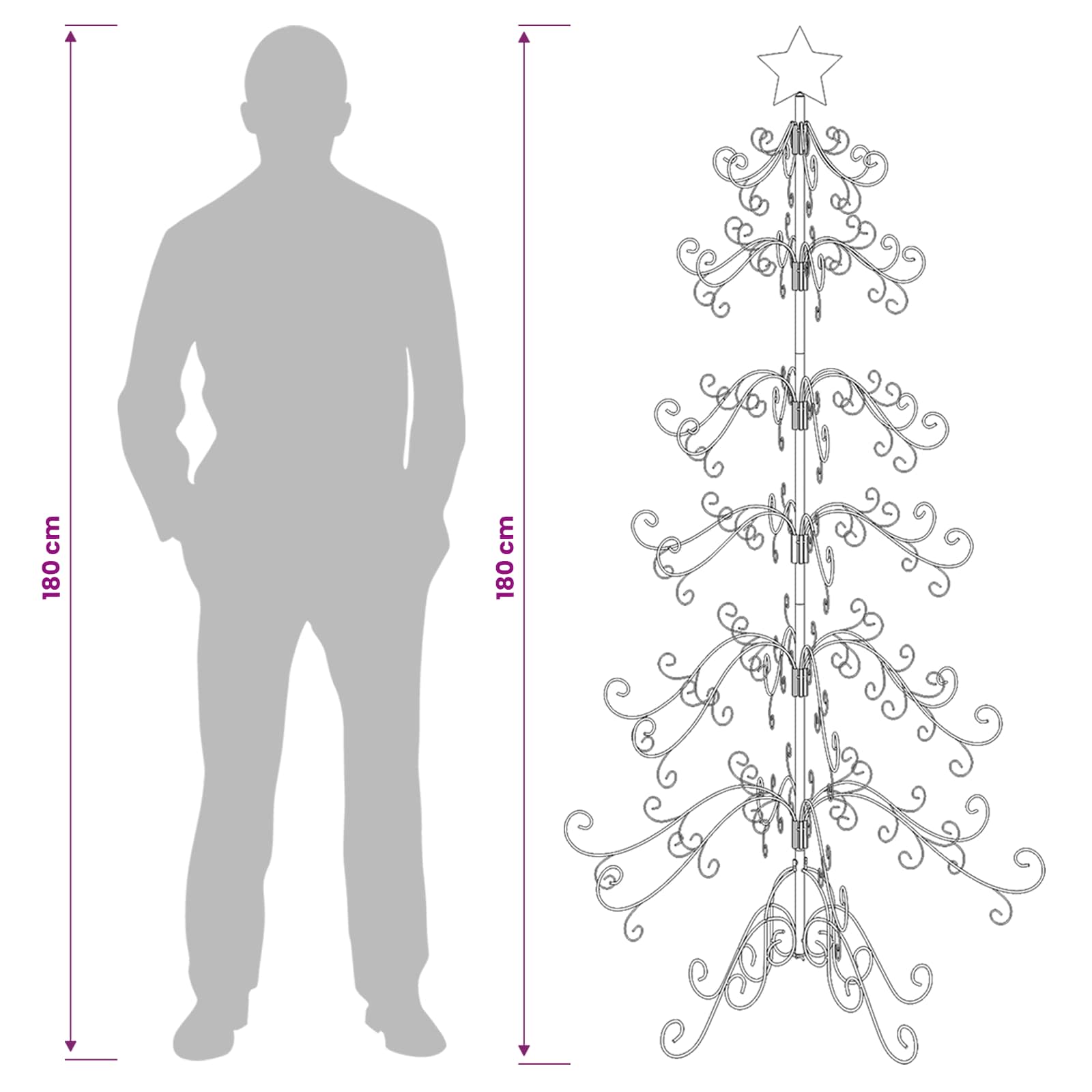 Albero di Natale in metallo KUOPIO 180 cm acciaio White