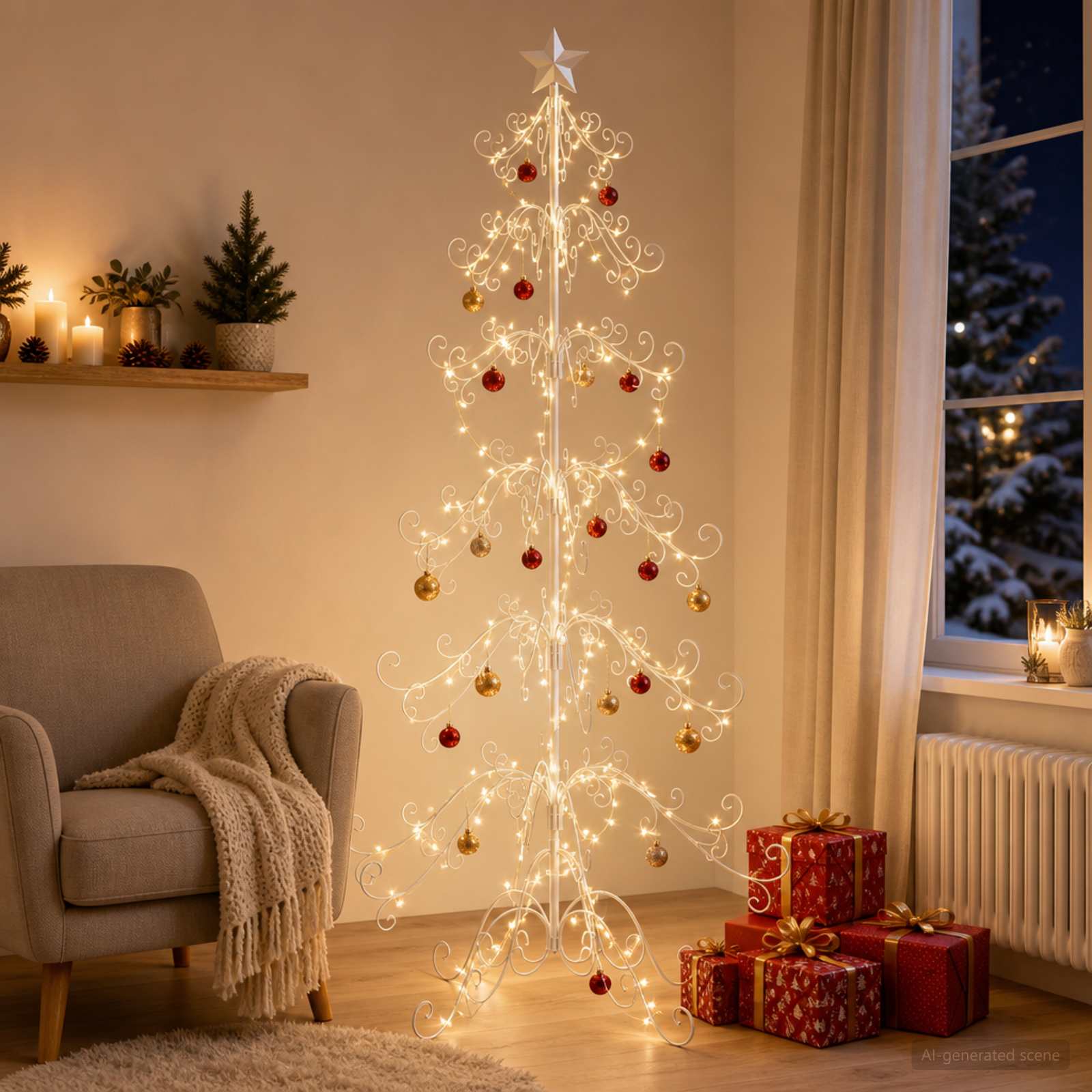 Albero di Natale in metallo KUOPIO 210 cm acciaio White