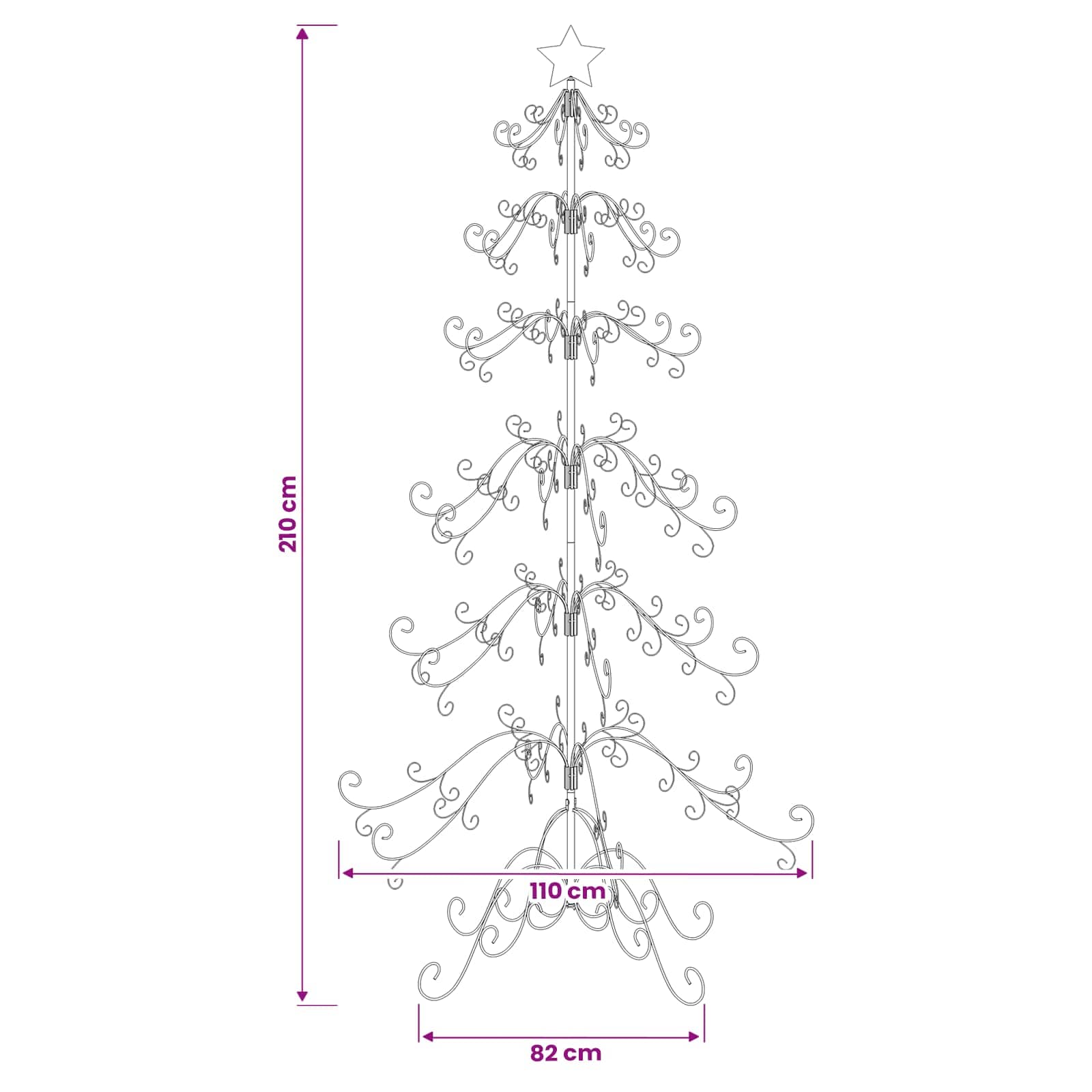 Albero di Natale in metallo KUOPIO 210 cm acciaio White