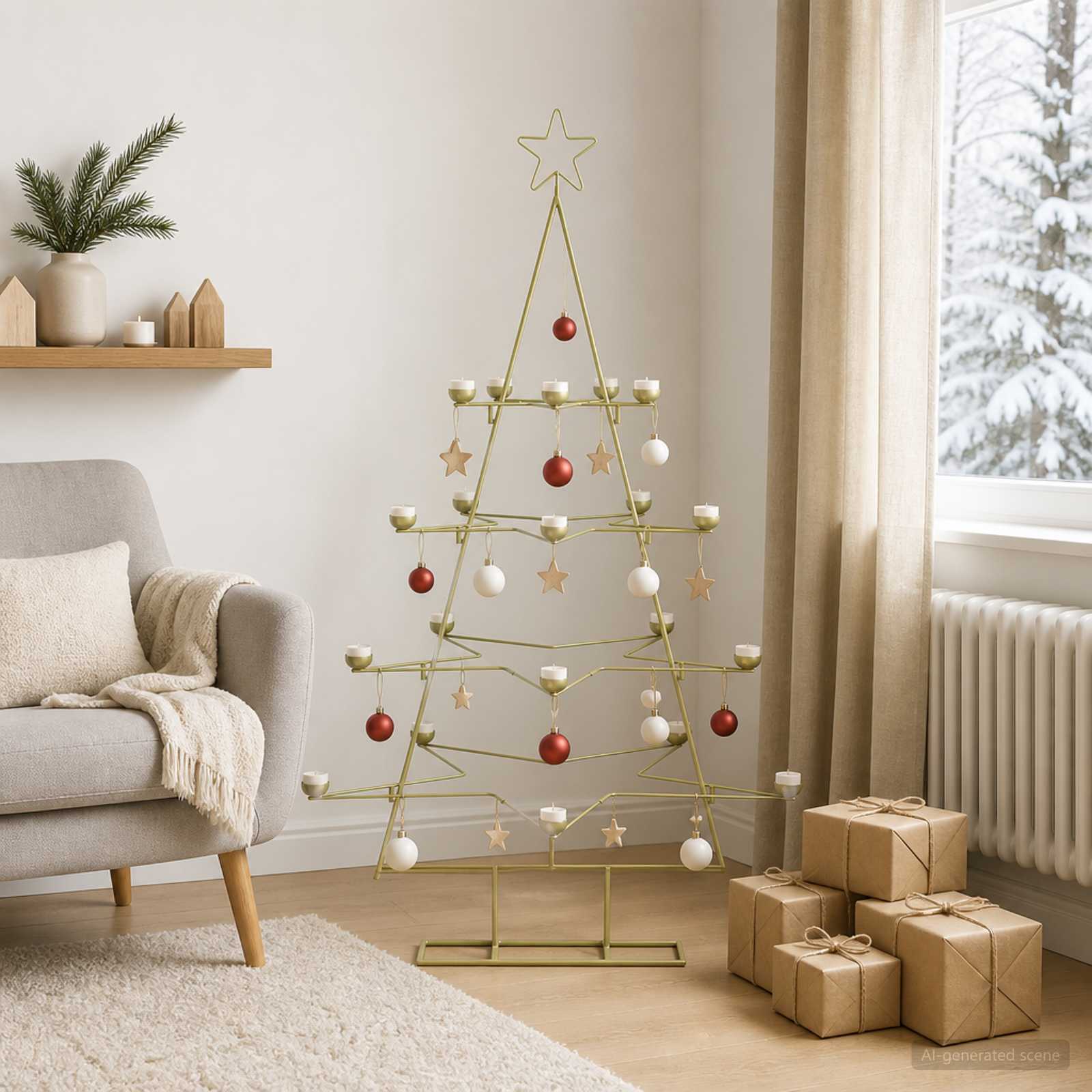 Albero di Natale in Metallo con Supporto KUOPIO 140 cm Acciaio