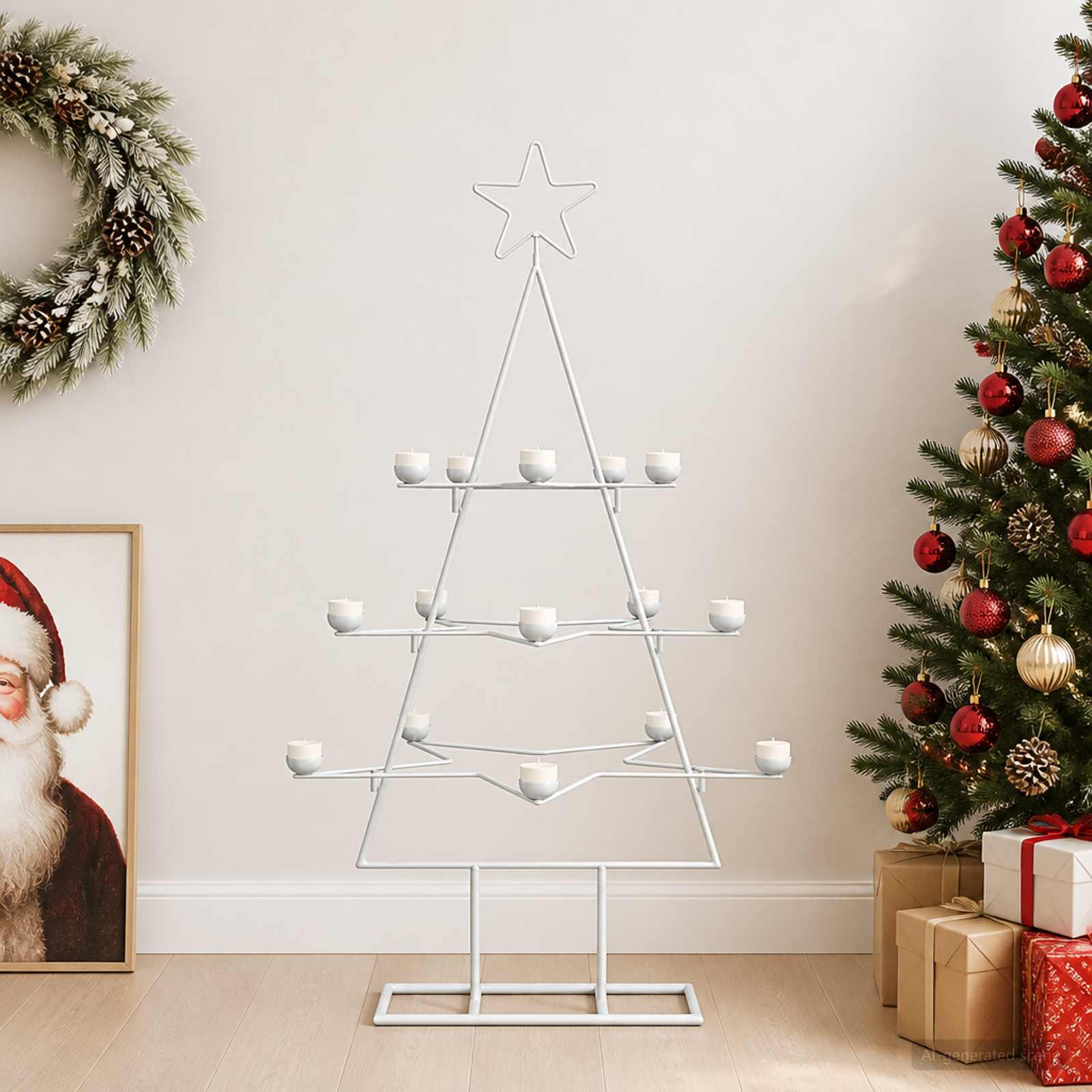 Albero di Natale in Metallo con Supporto KUOPIO 105 cm Acciaio