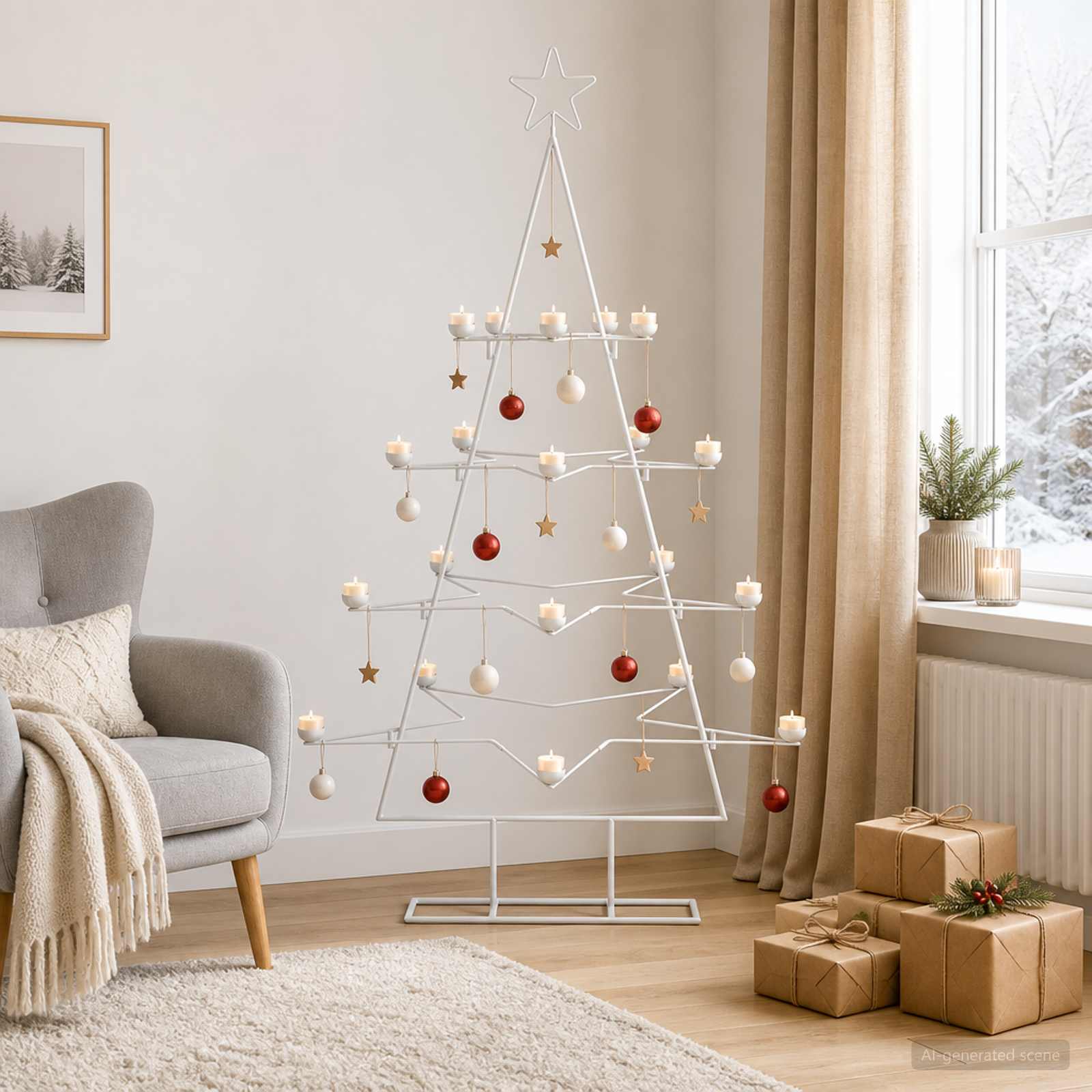 Albero di Natale in Metallo con Supporto KUOPIO 140 cm Acciaio