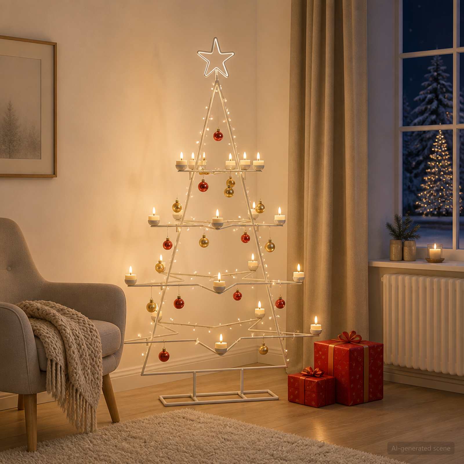Albero di Natale in Metallo con Supporto KUOPIO 140 cm Acciaio