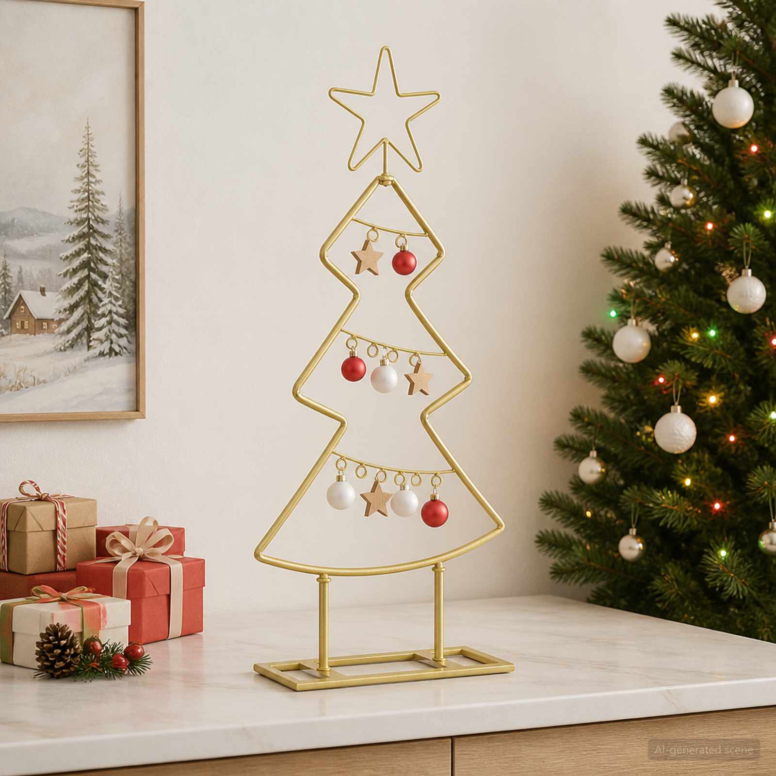 Albero di Natale in metallo con supporto KUOPIO 60 cm Acciaio