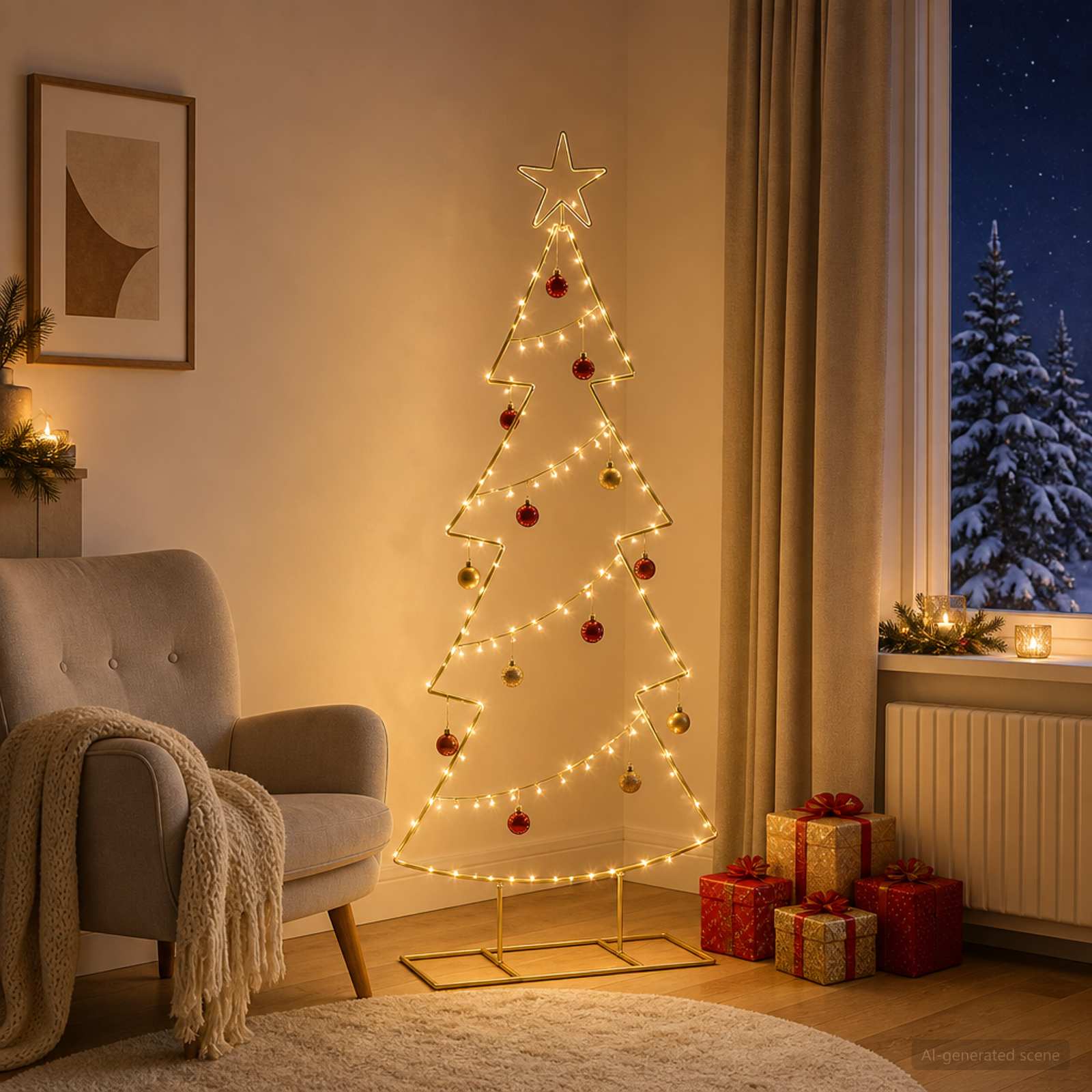 Albero di Natale in metallo con supporto KUOPIO 125 cm Acciaio