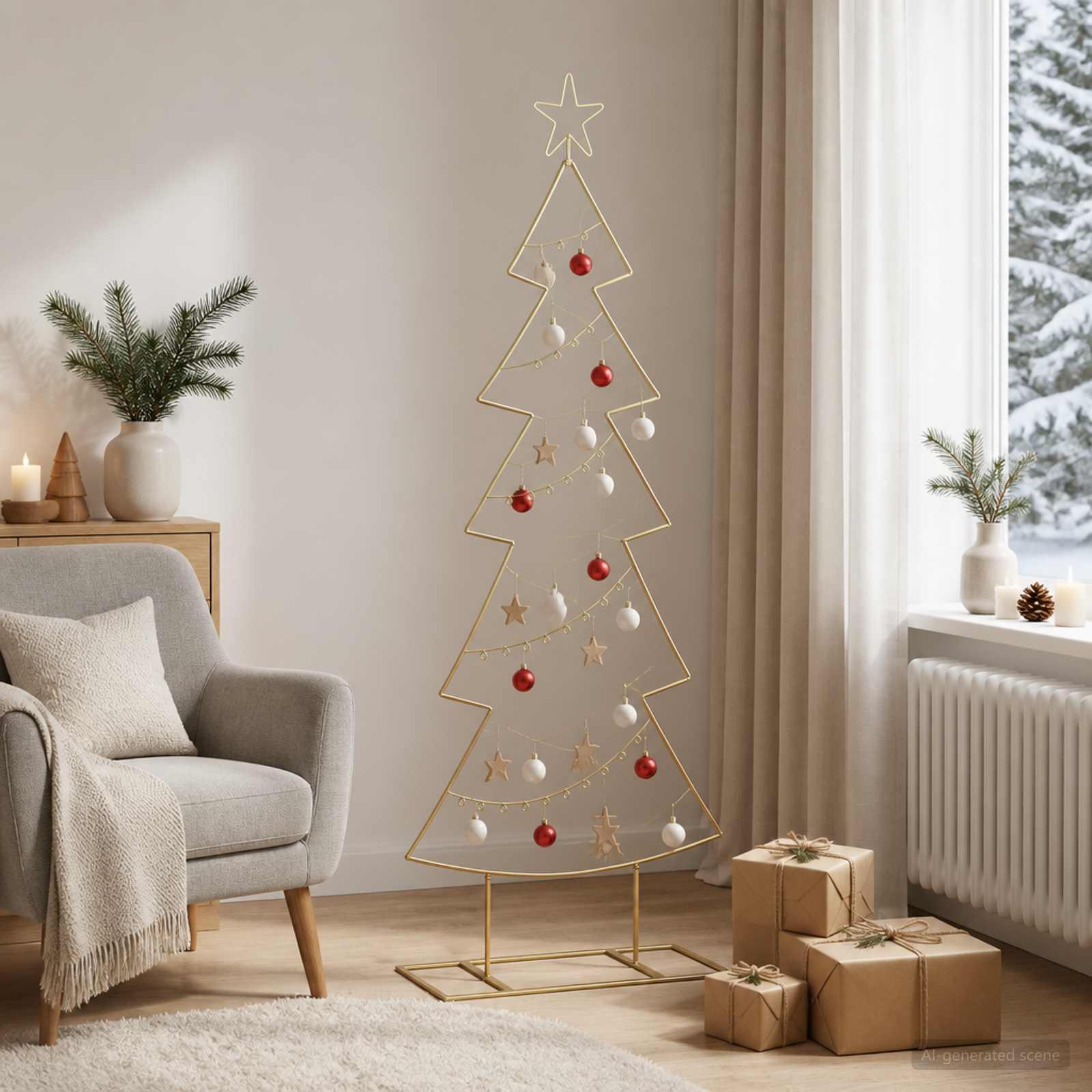 Albero di Natale in metallo con supporto KUOPIO 150 cm Acciaio