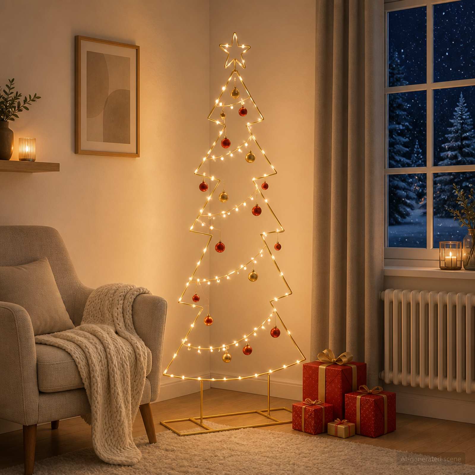 Albero di Natale in metallo con supporto KUOPIO 150 cm Acciaio