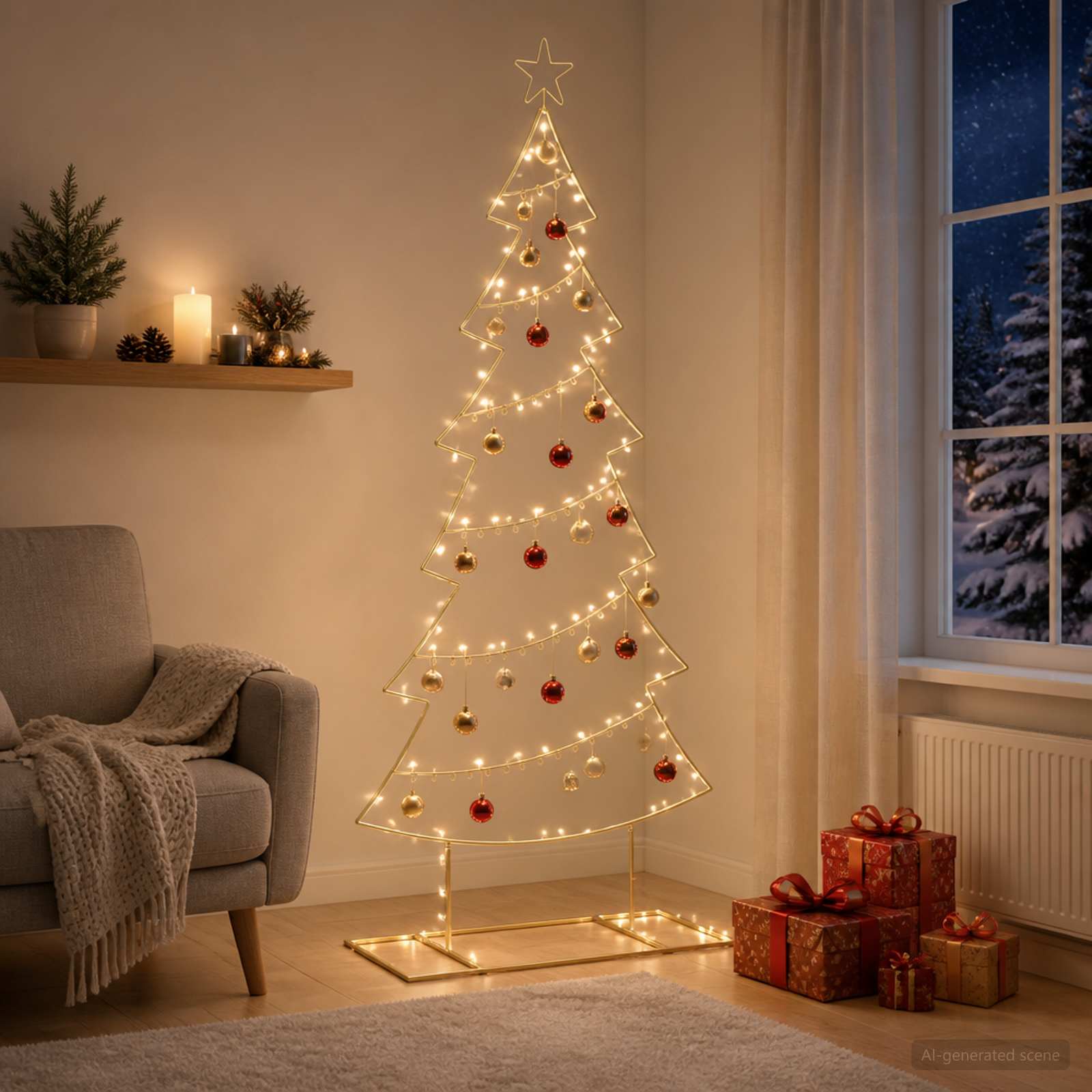 Albero di Natale in metallo con supporto KUOPIO 180 cm Acciaio