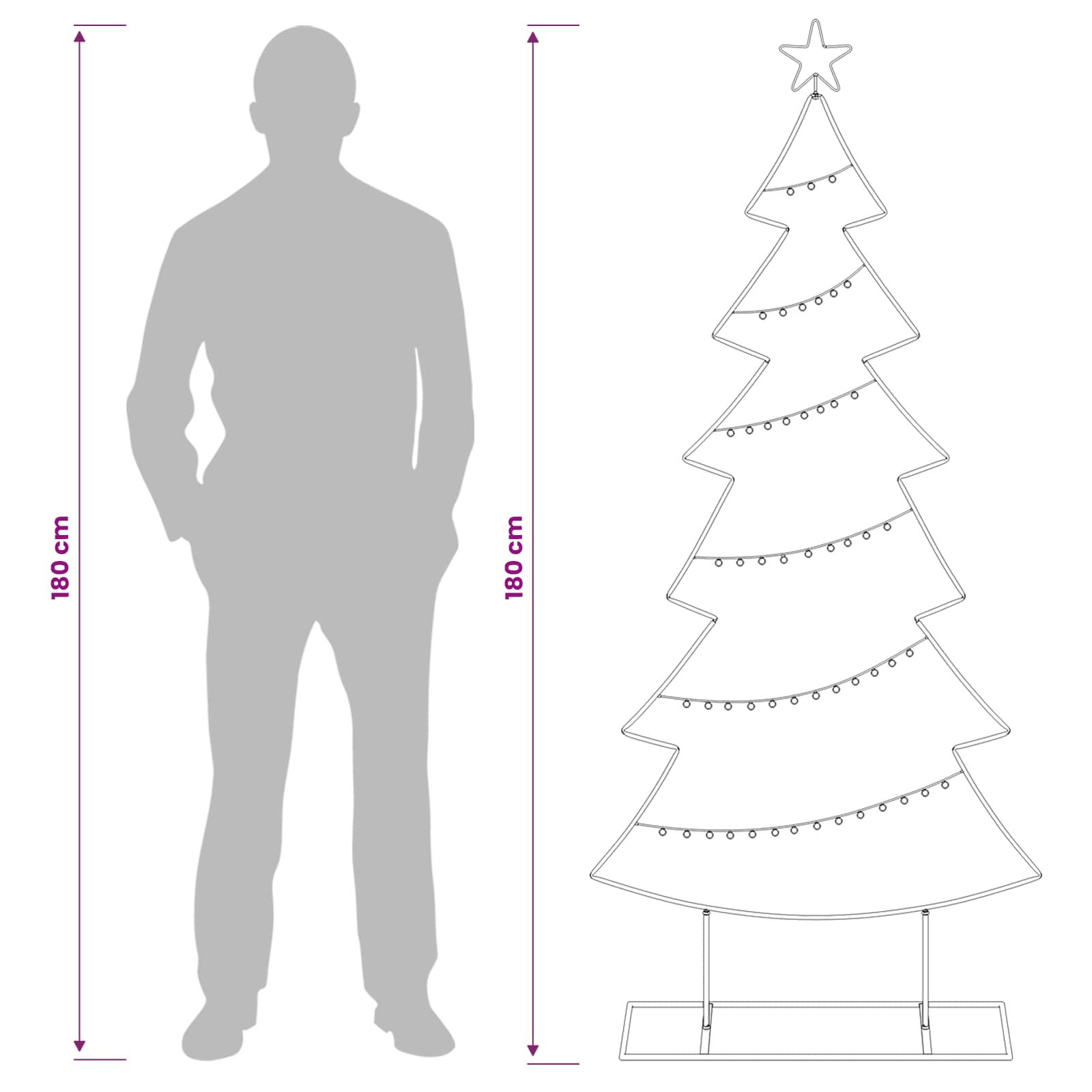 Albero di Natale in metallo con supporto KUOPIO 180 cm Acciaio