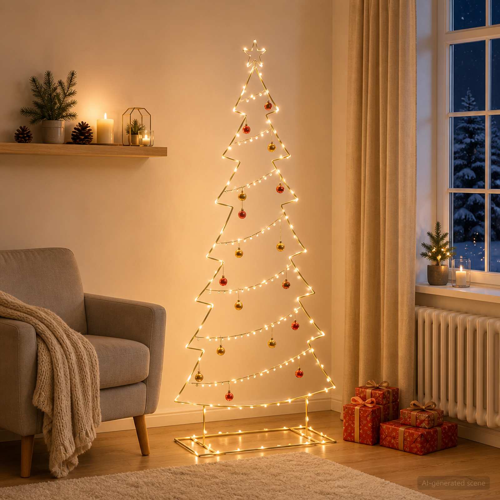 Albero di Natale in metallo con supporto KUOPIO 210 cm Acciaio