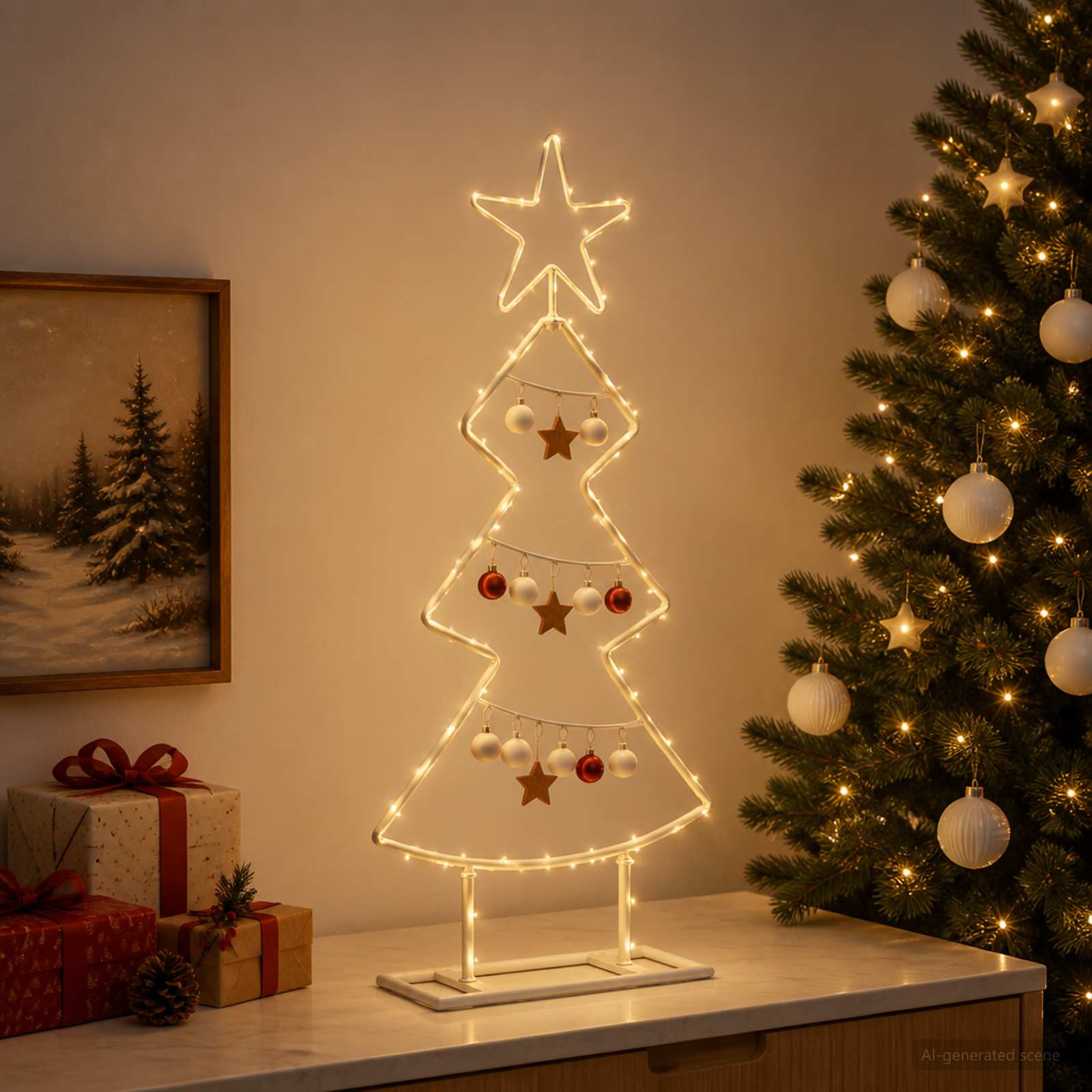 Albero di Natale in metallo con supporto KUOPIO 60 cm Acciaio