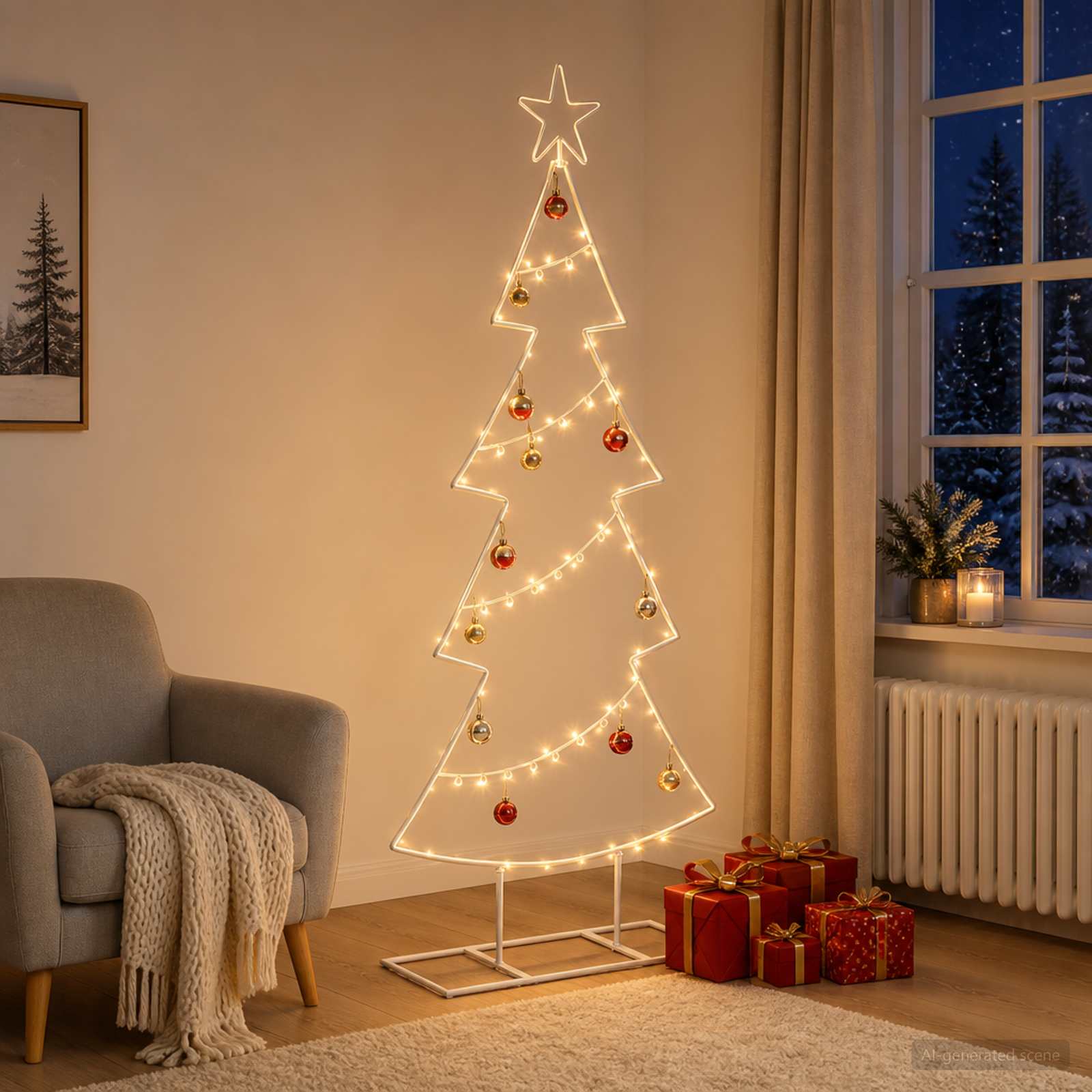Albero di Natale in metallo con supporto KUOPIO 125 cm Acciaio