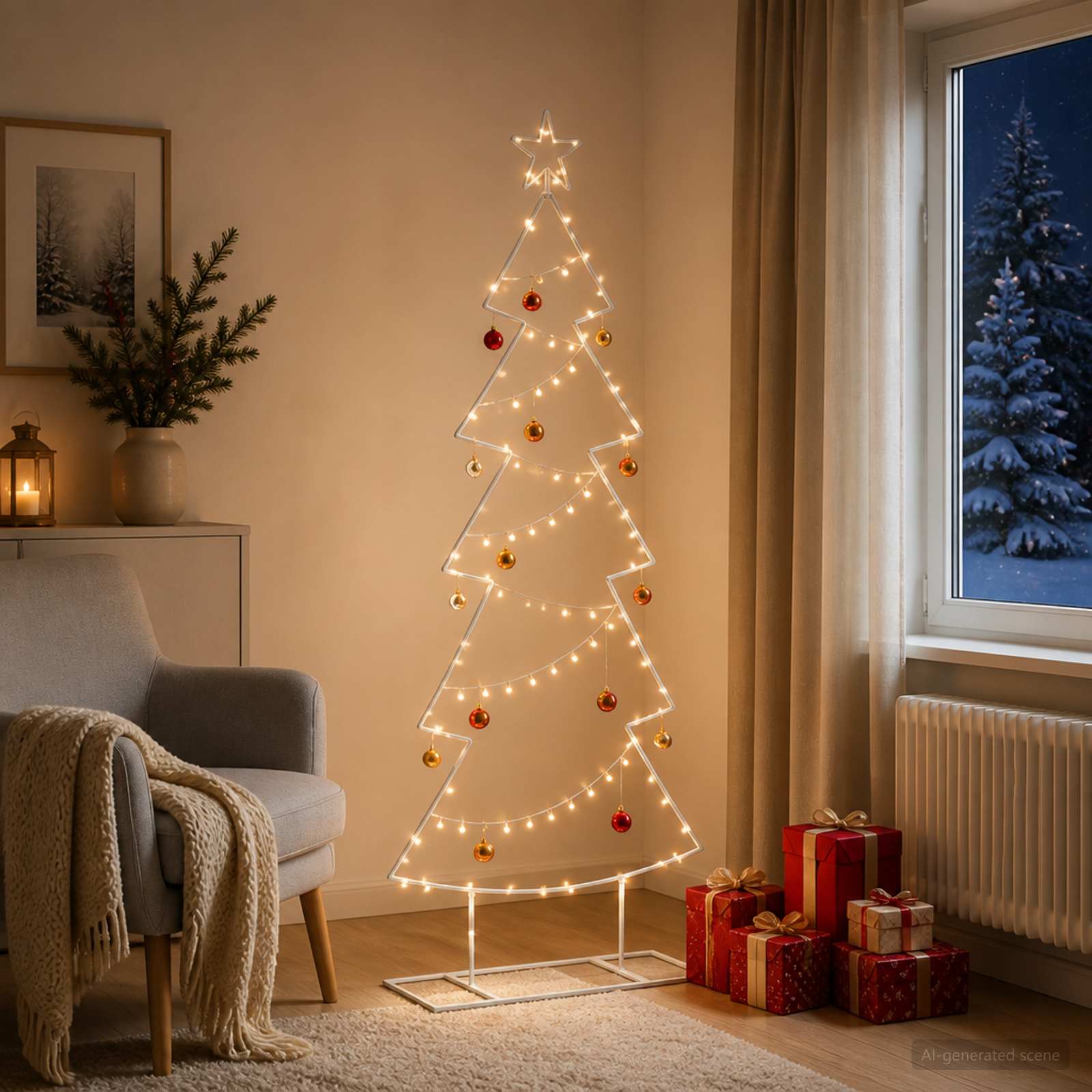 Albero di Natale in metallo con supporto KUOPIO 150 cm Acciaio