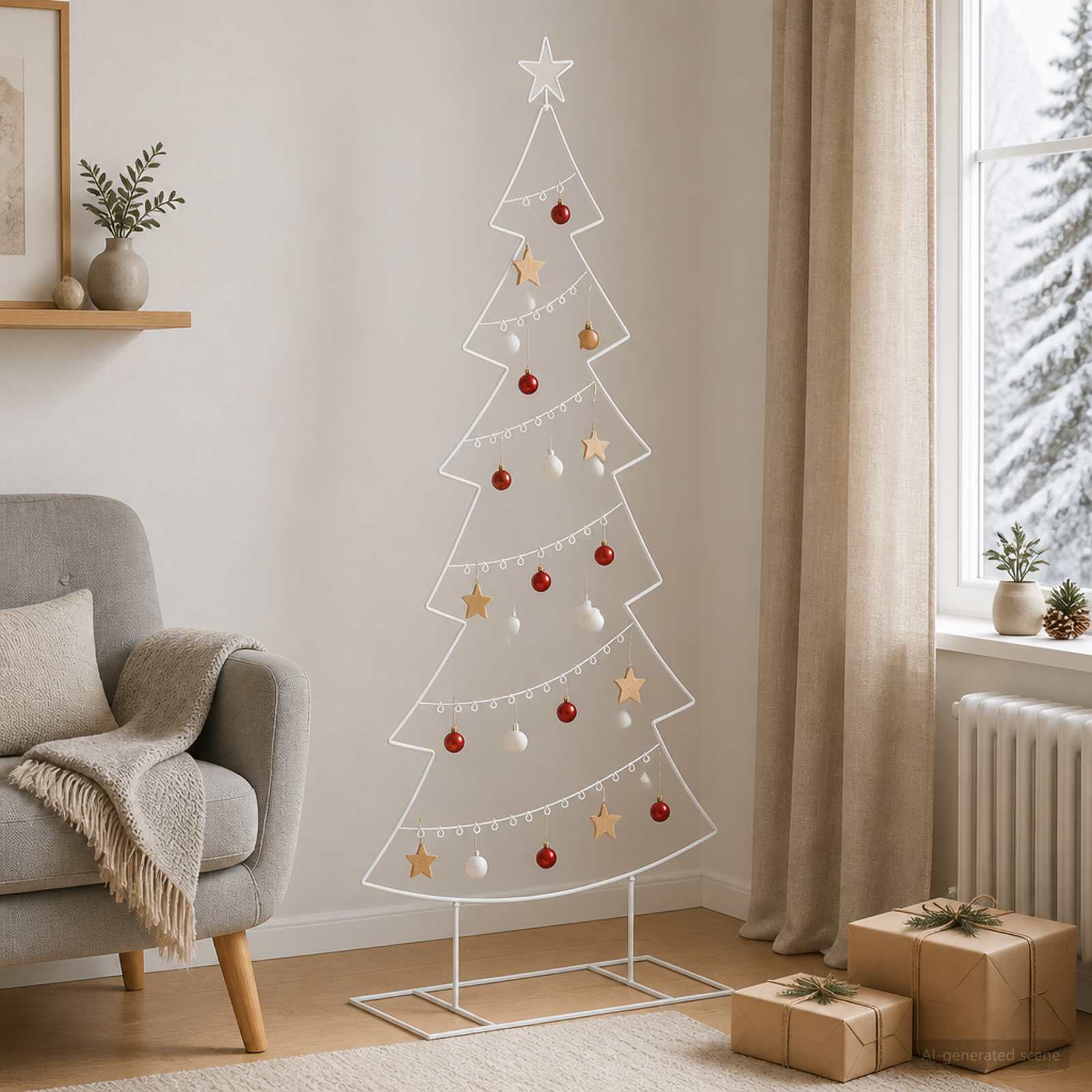Albero di Natale in metallo con supporto KUOPIO 180 cm Acciaio