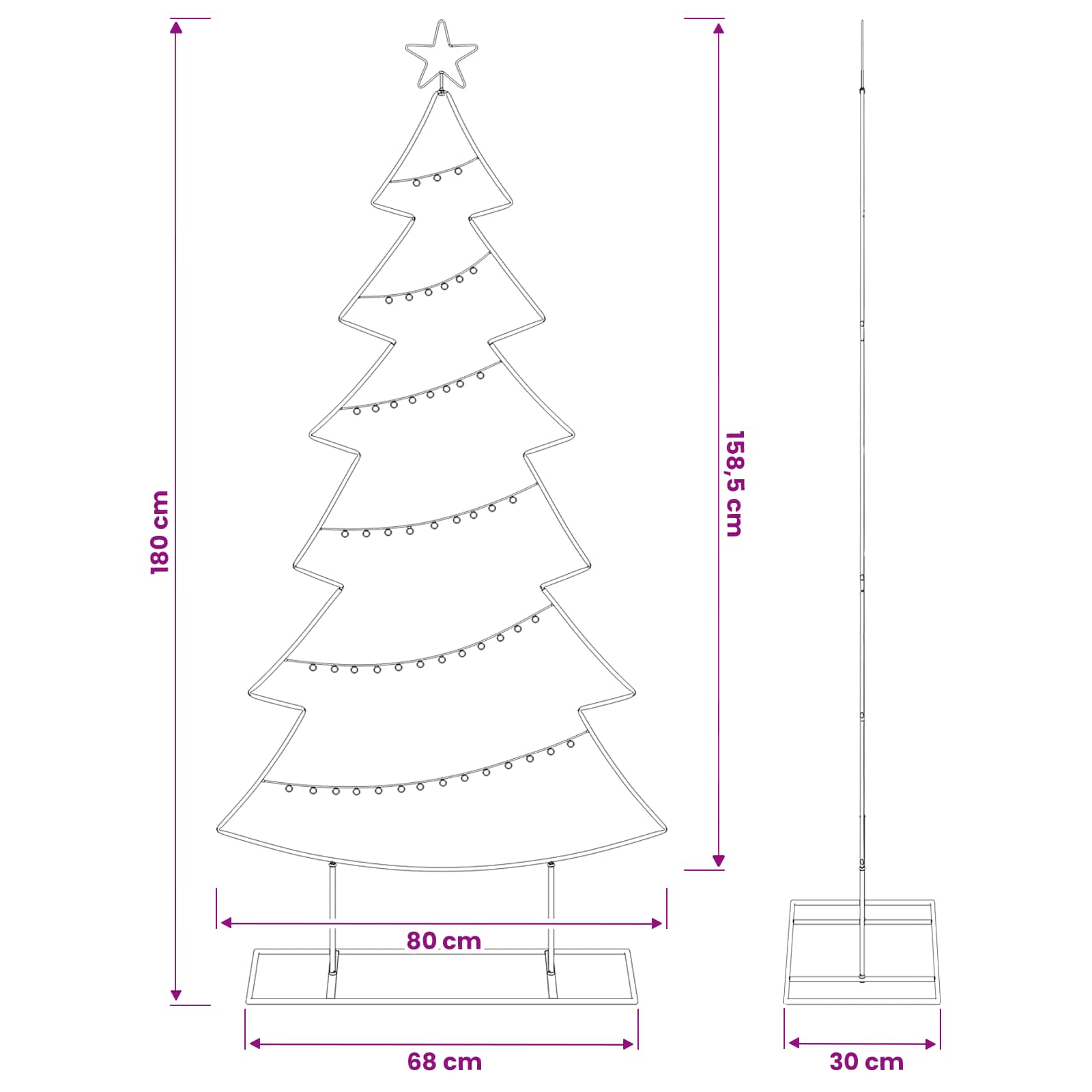 Albero di Natale in metallo con supporto KUOPIO 180 cm Acciaio