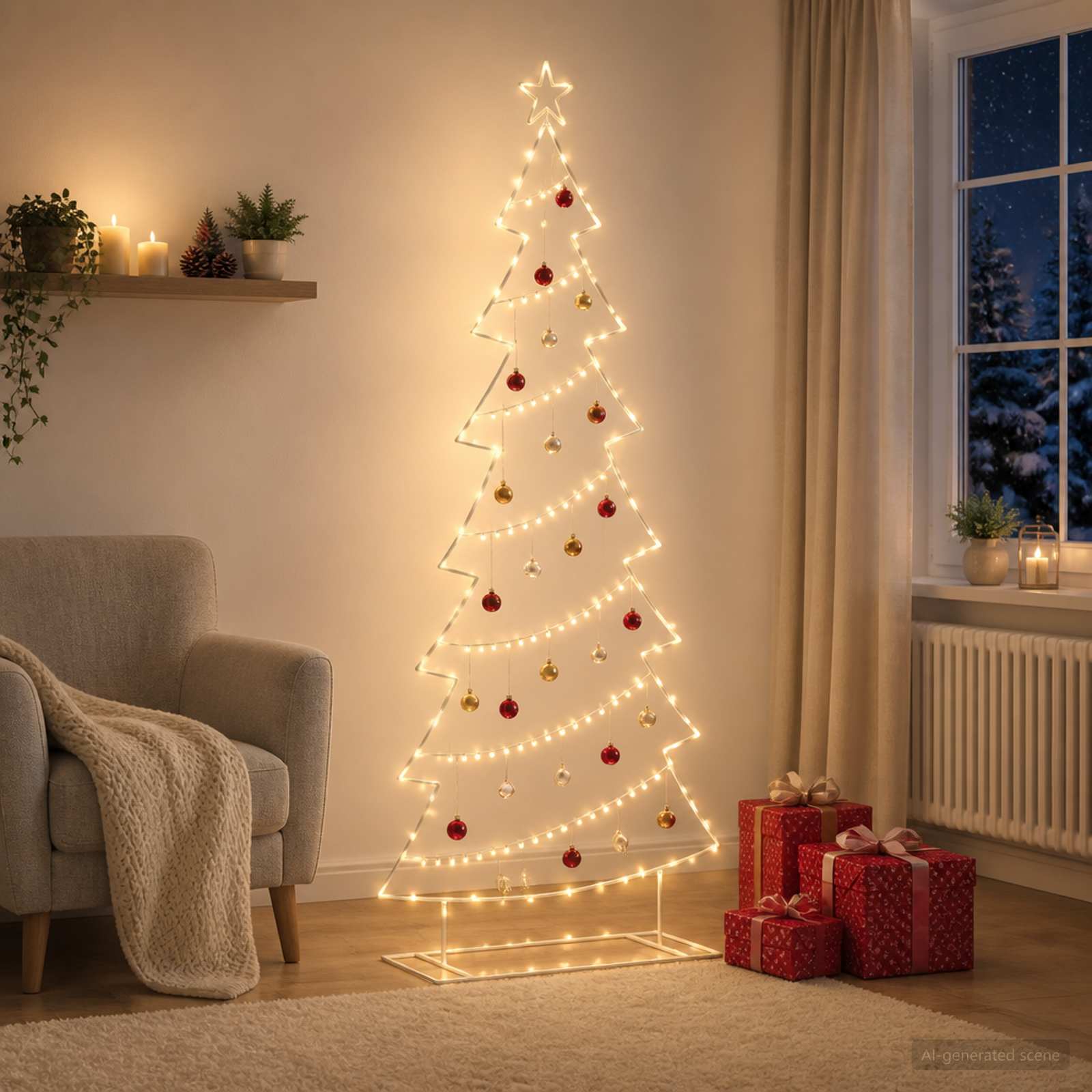 Albero di Natale in metallo con supporto KUOPIO 210 cm Acciaio