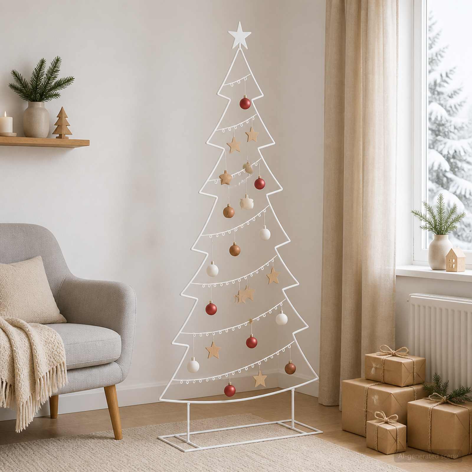 Albero di Natale in metallo con supporto KUOPIO 210 cm Acciaio