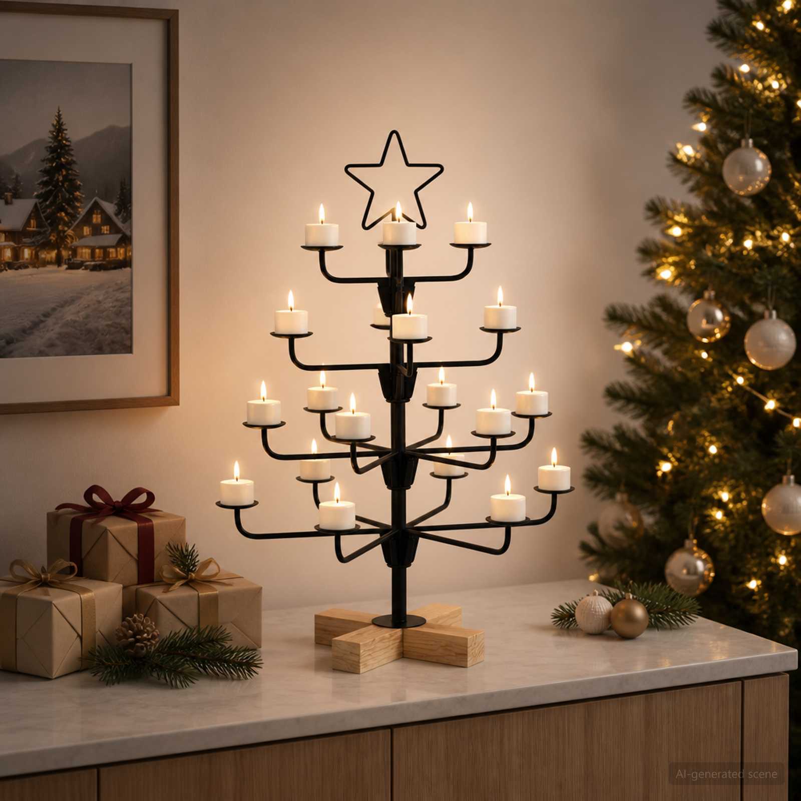 Albero di Natale in Metallo con Supporto KUOPIO 60 cm Acciaio