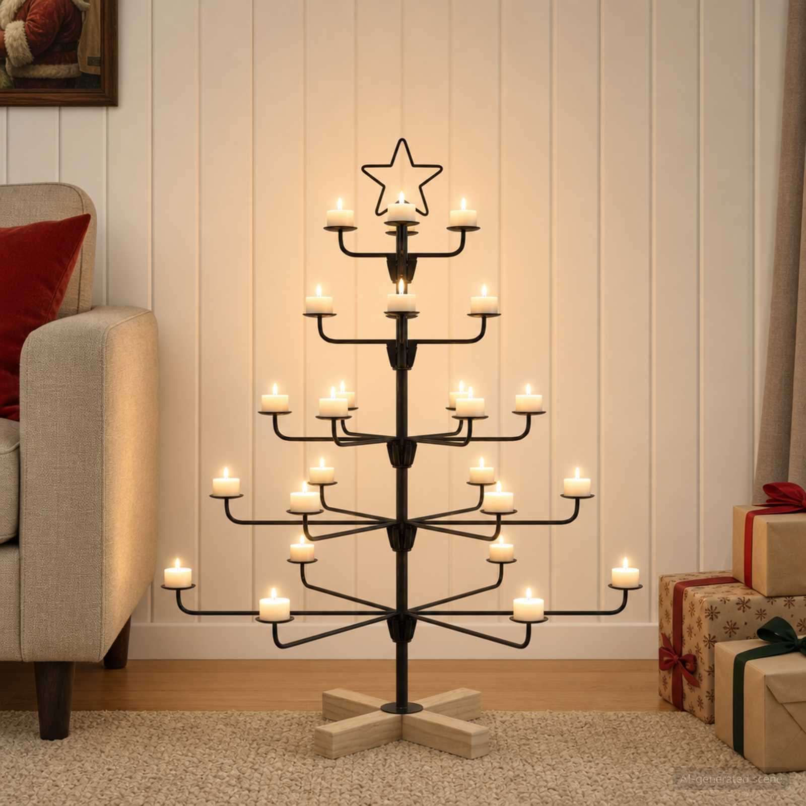 Albero di Natale in Metallo con Supporto KUOPIO 90 cm