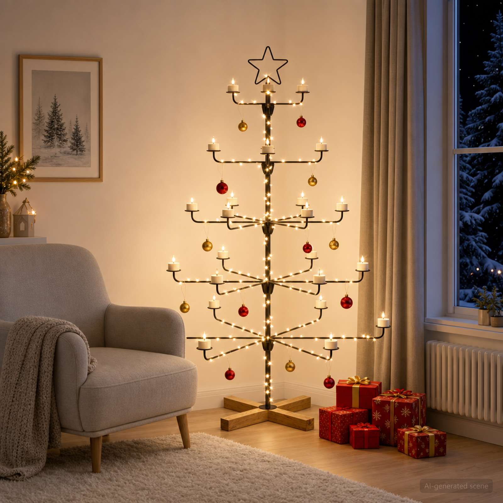 Albero di Natale in Metallo con Supporto KUOPIO 125 cm