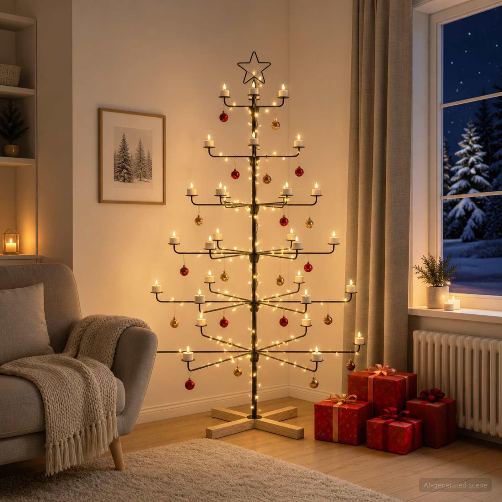 Albero di Natale in Metallo con Supporto KUOPIO 150 cm