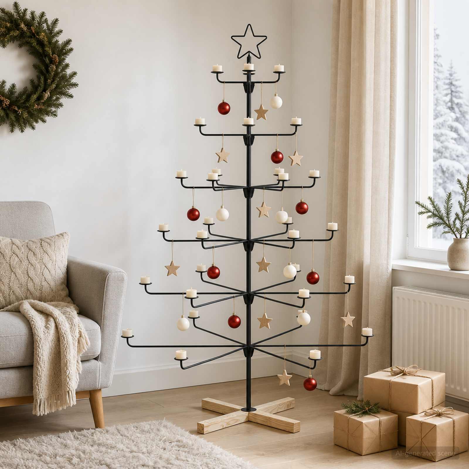 Albero di Natale in Metallo con Supporto KUOPIO 150 cm