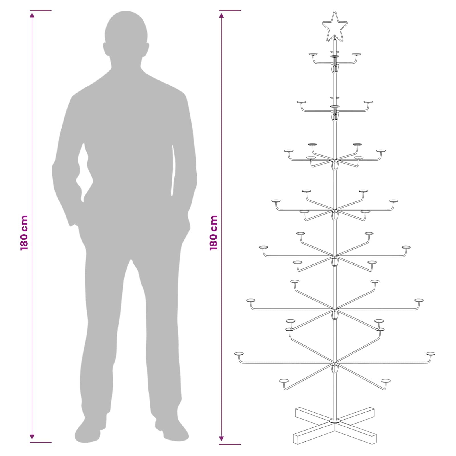 Albero di Natale in Metallo con Supporto KUOPIO 180 cm