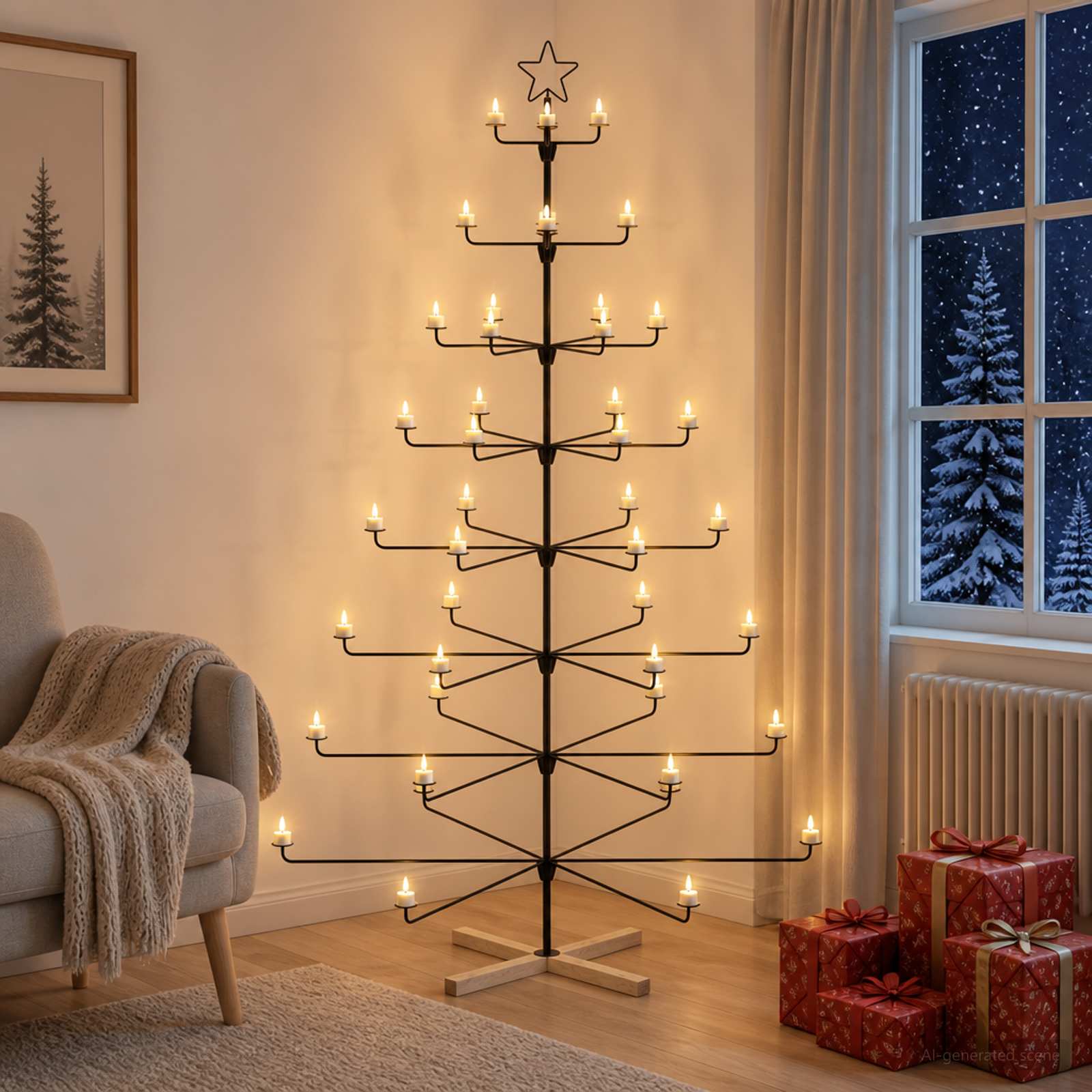 Albero di Natale in Metallo con Supporto KUOPIO 210 cm