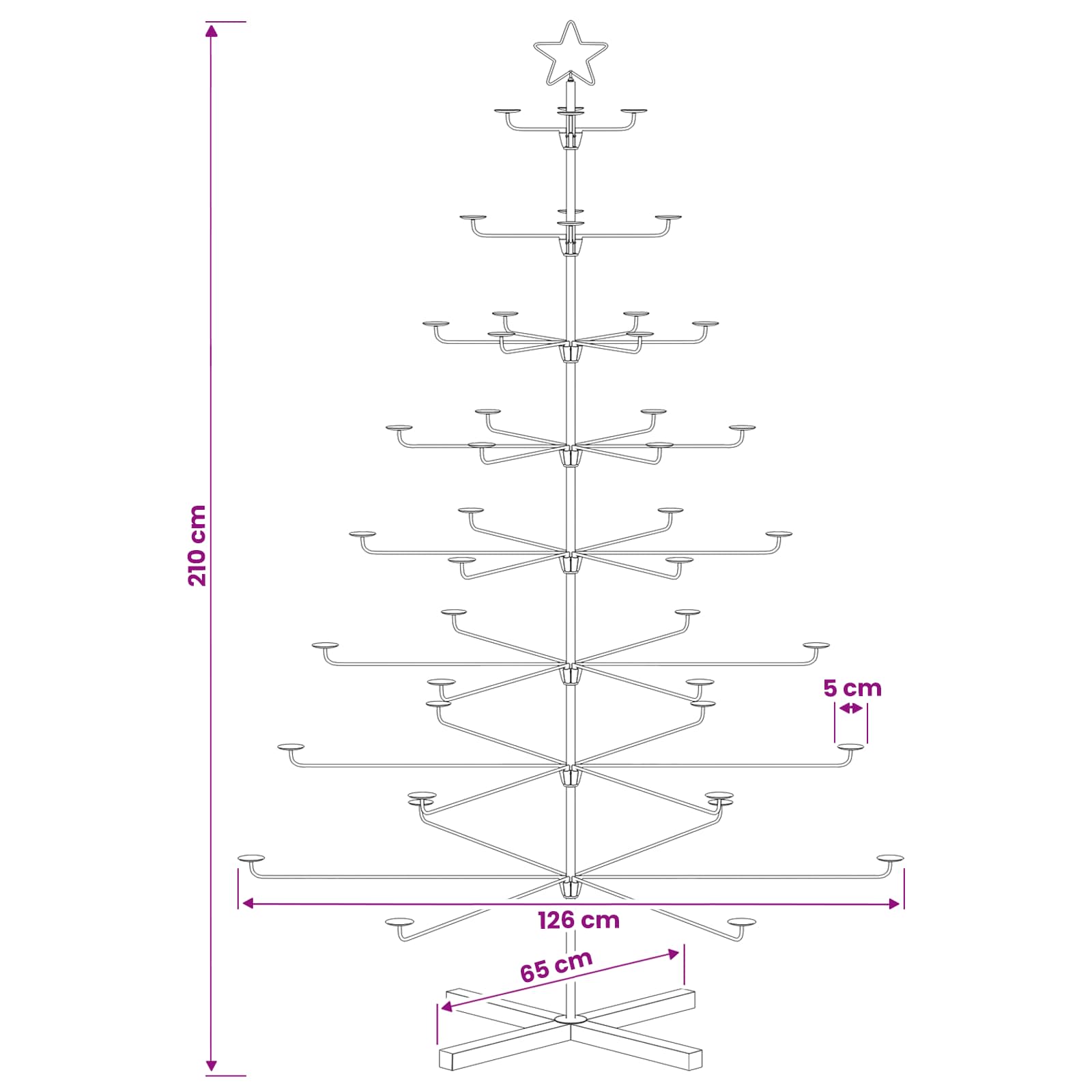 Albero di Natale in Metallo con Supporto KUOPIO 210 cm