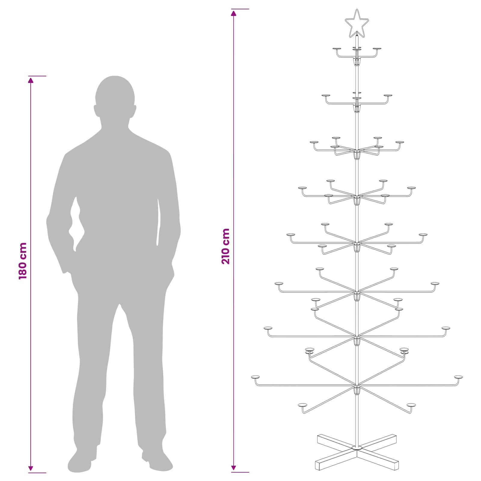 Albero di Natale in Metallo con Supporto KUOPIO 210 cm