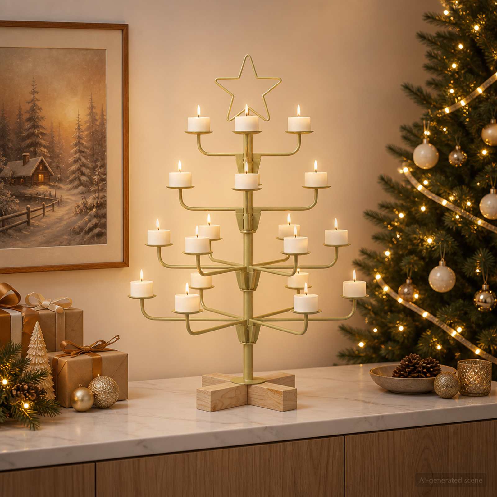 Albero di Natale in Metallo con Supporto KUOPIO 60 cm Acciaio