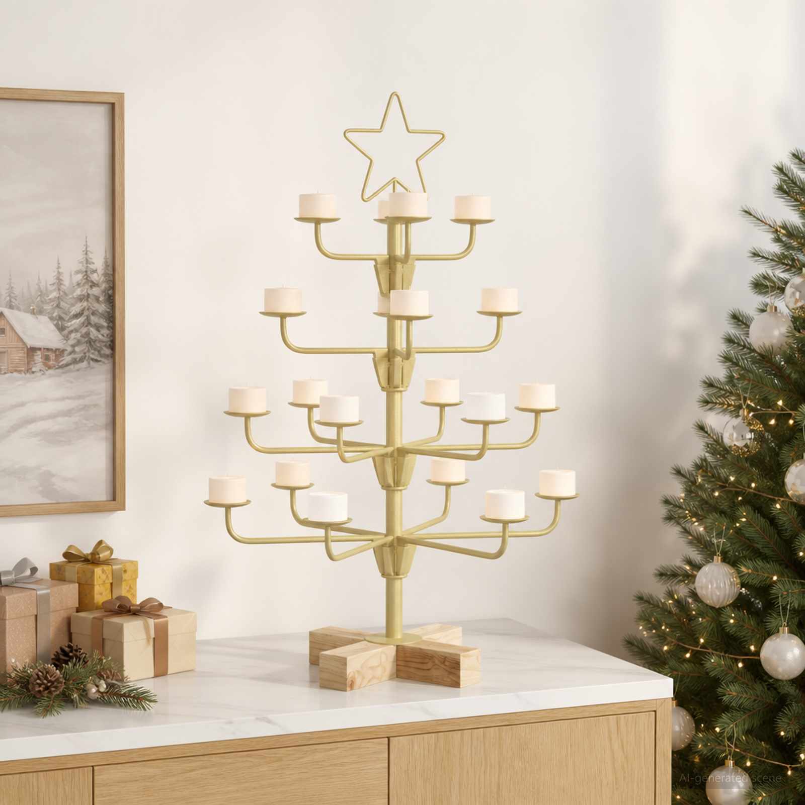 Albero di Natale in Metallo con Supporto KUOPIO 60 cm Acciaio