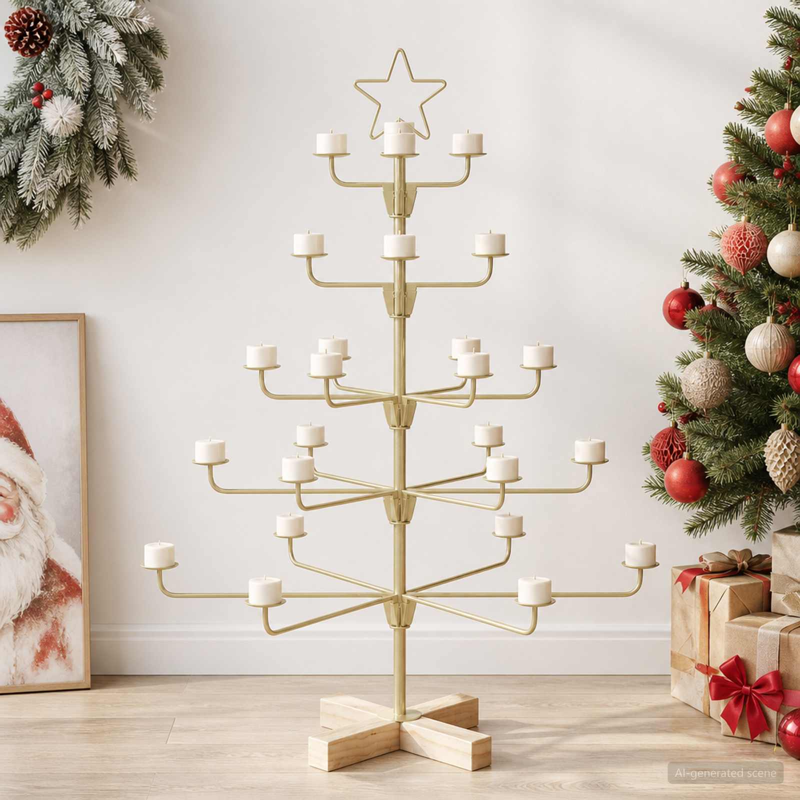 Albero di Natale in Metallo con Supporto KUOPIO 90 cm Acciaio