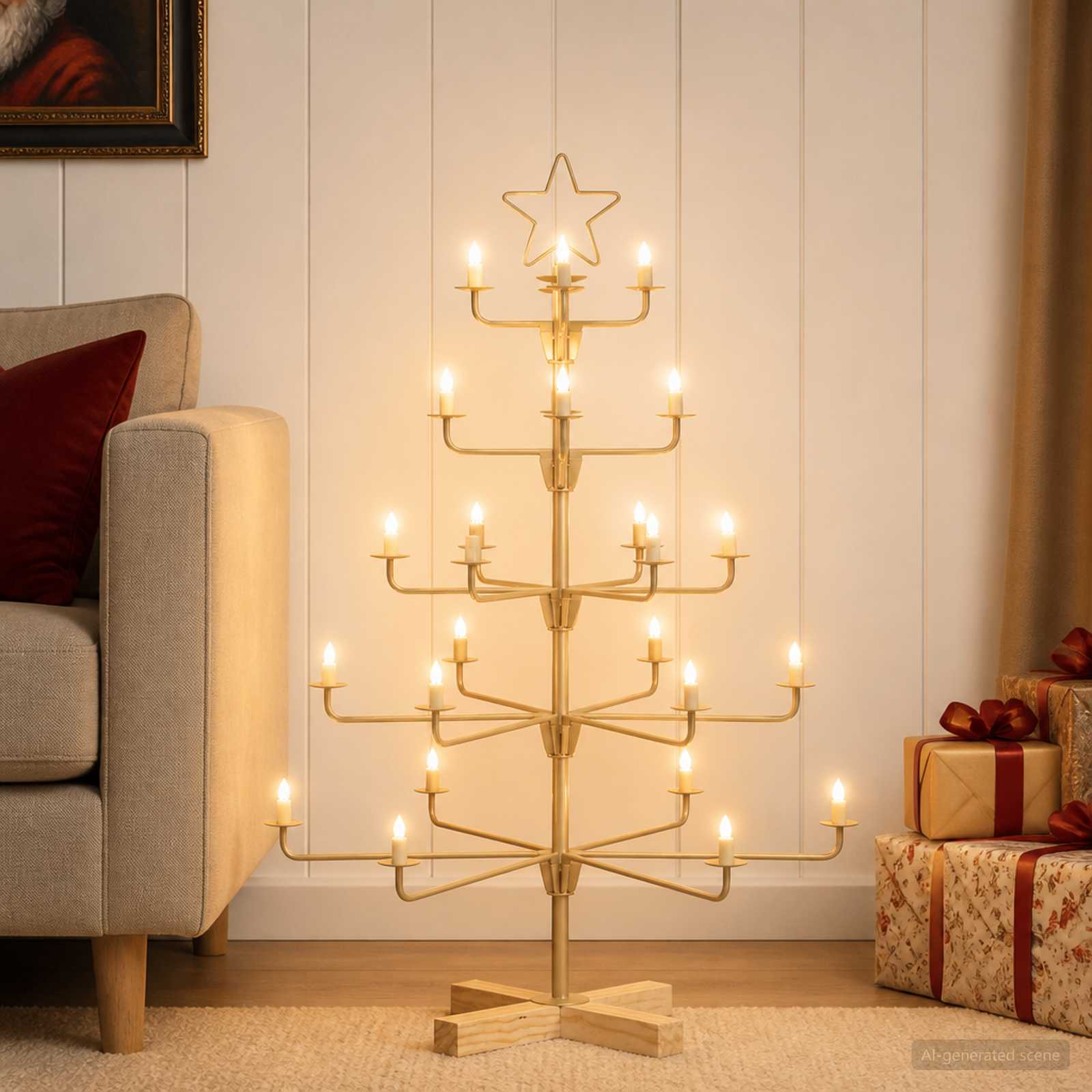 Albero di Natale in Metallo con Supporto KUOPIO 90 cm Acciaio