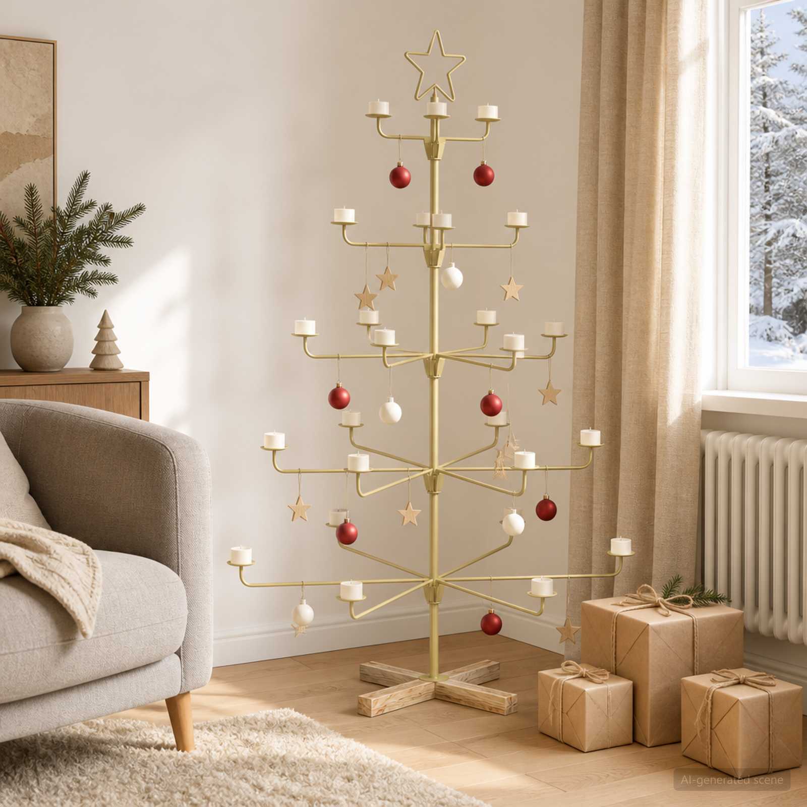 Albero di Natale in Metallo con Supporto KUOPIO 125 cm Acciaio