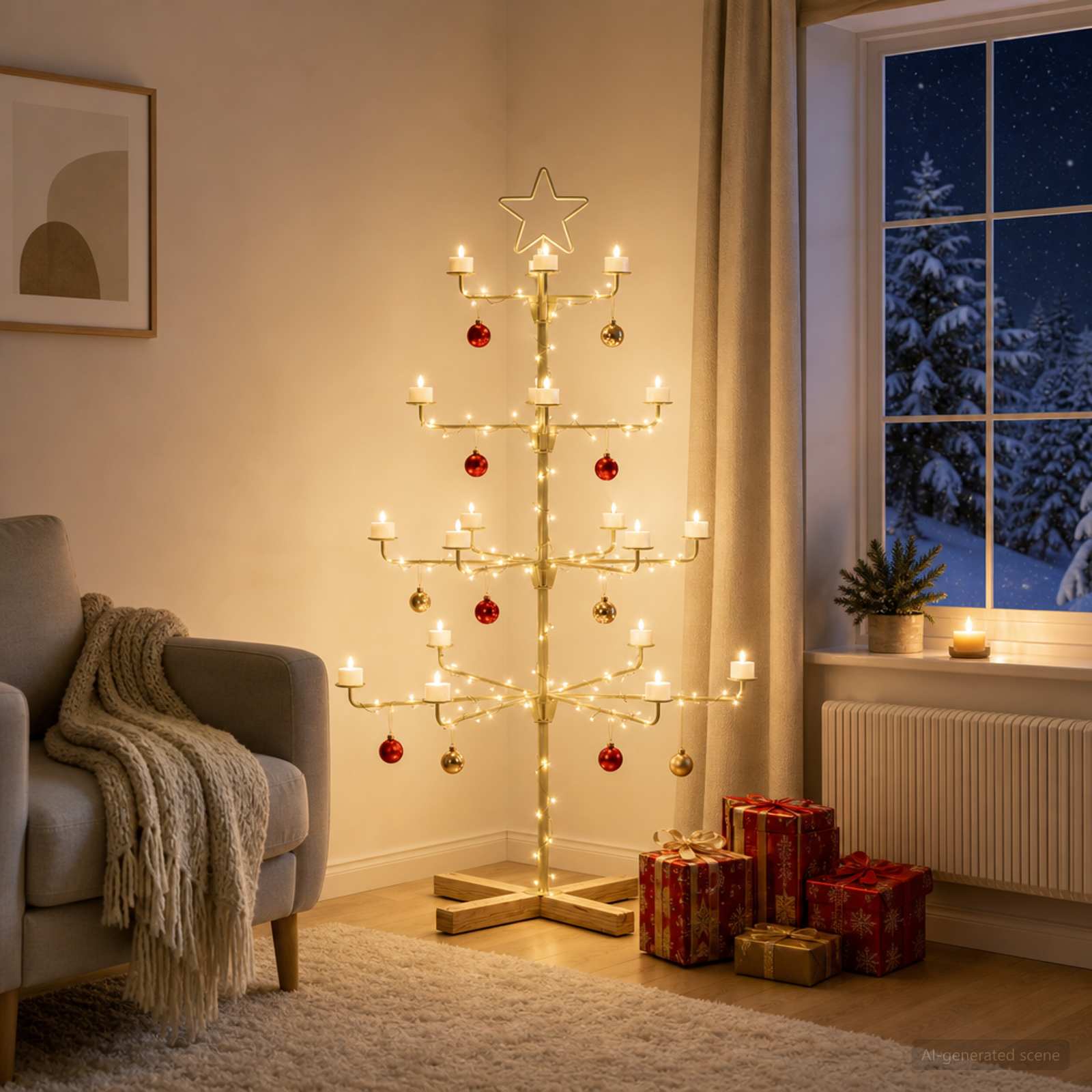 Albero di Natale in Metallo con Supporto KUOPIO 125 cm Acciaio