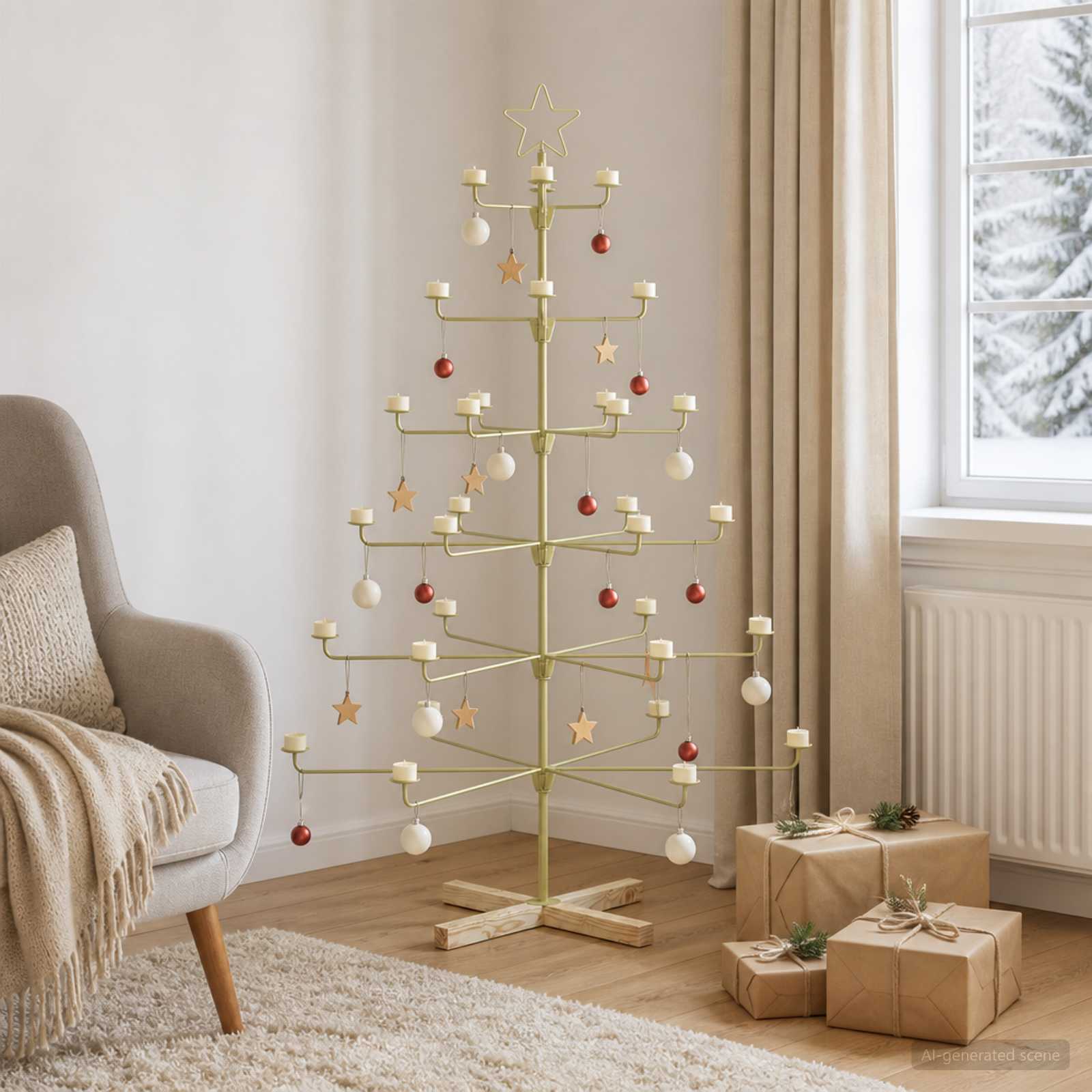 Albero di Natale in Metallo con Supporto KUOPIO 150 cm Acciaio
