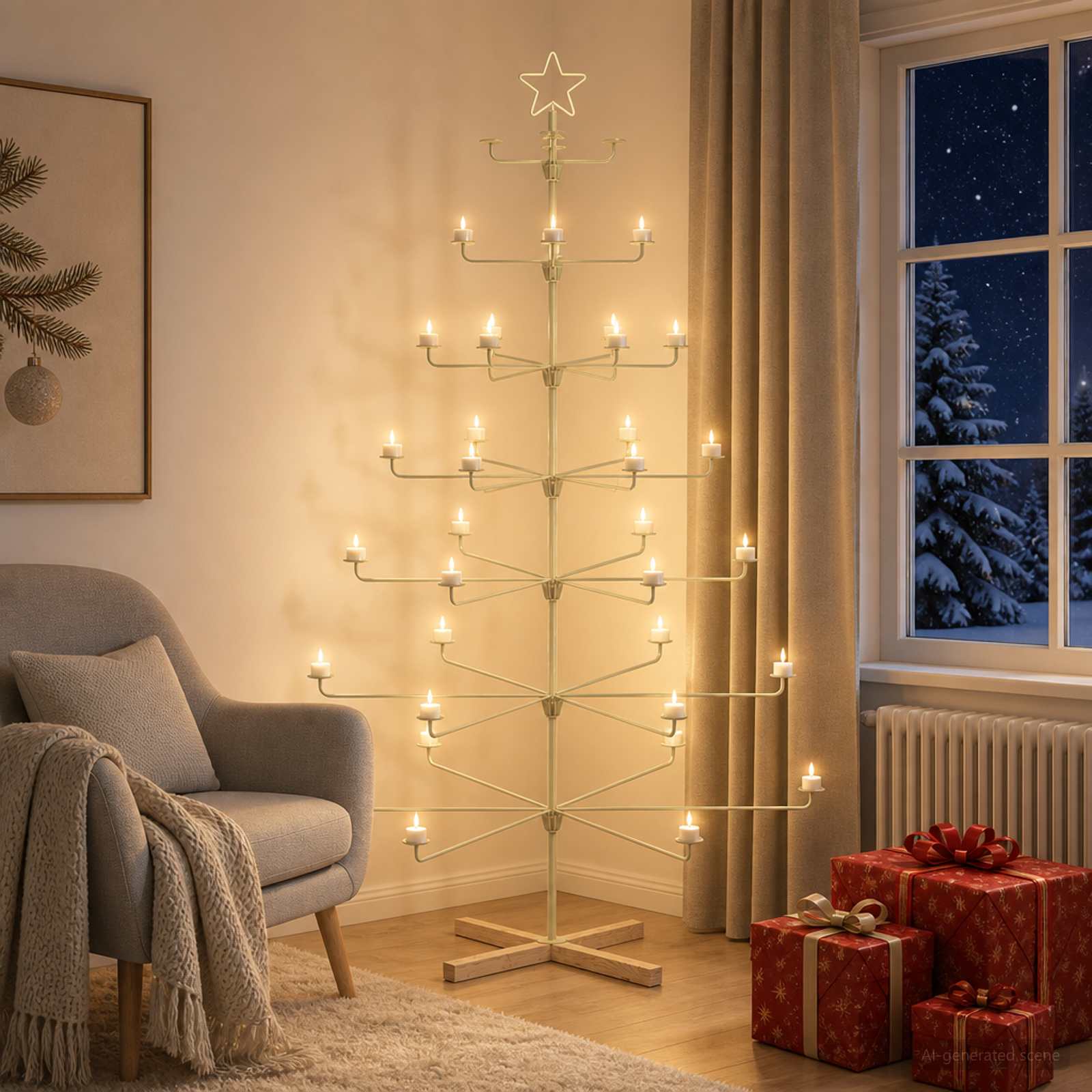 Albero di Natale in Metallo con Supporto KUOPIO 180 cm Acciaio