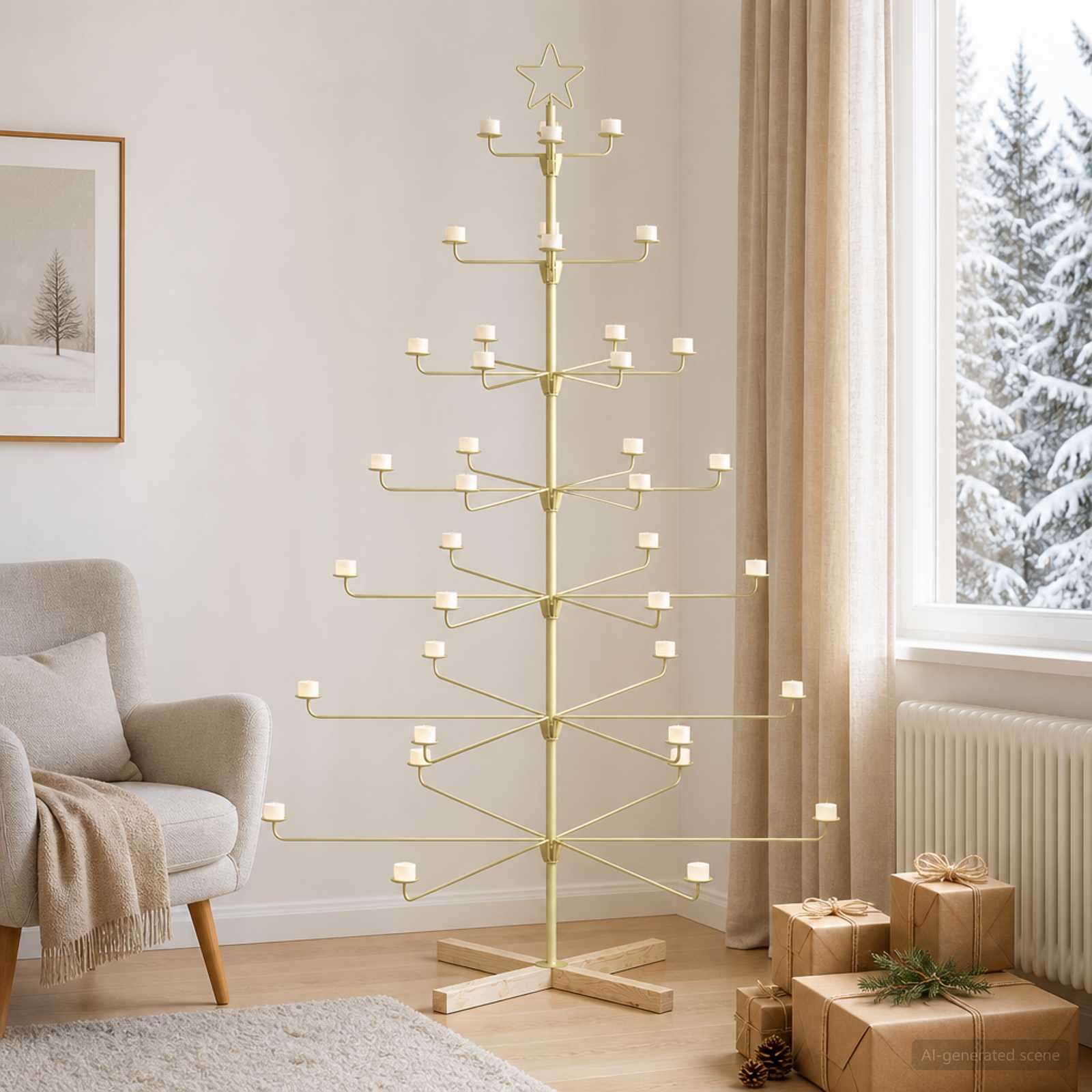Albero di Natale in Metallo con Supporto KUOPIO 180 cm Acciaio
