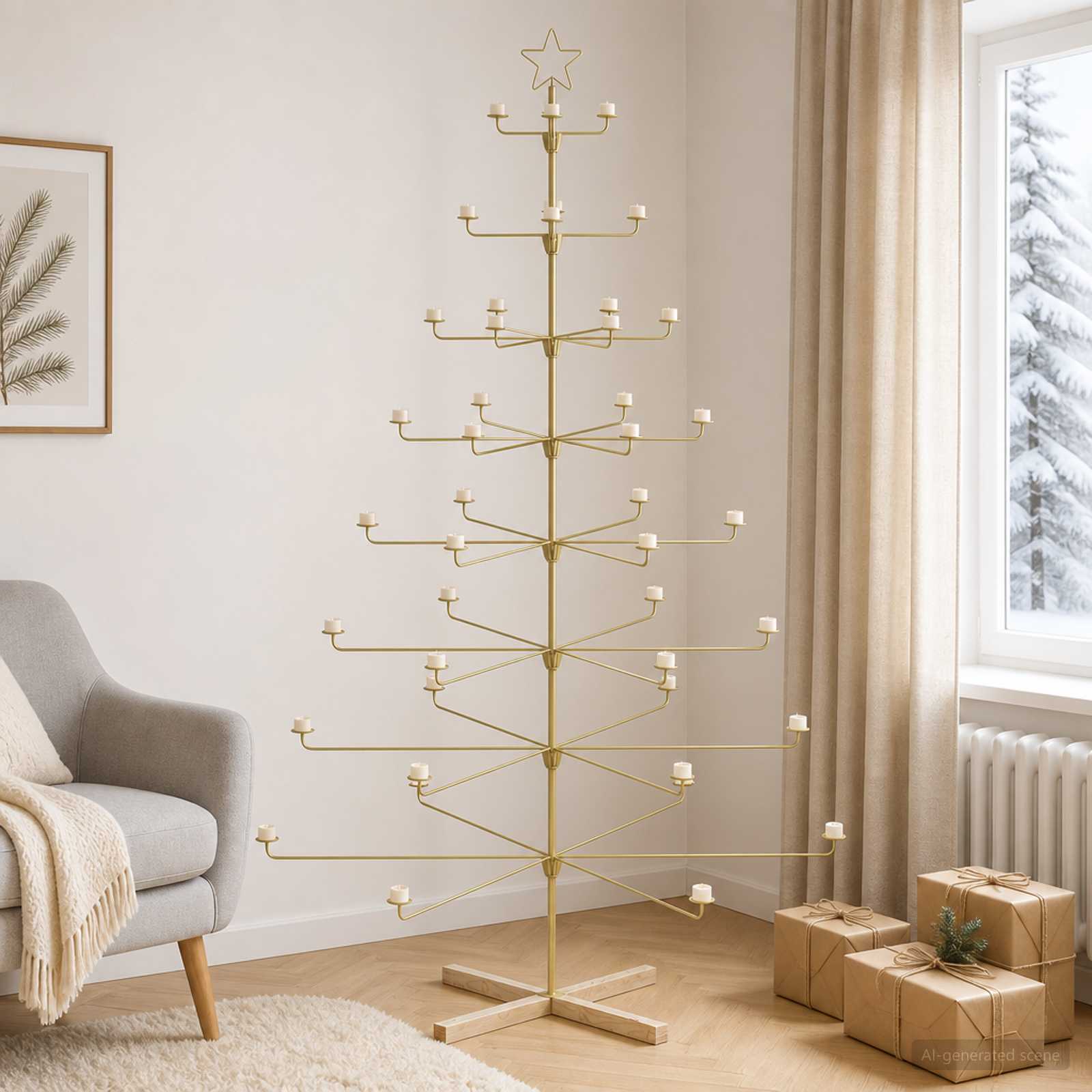 Albero di Natale in Metallo con Supporto KUOPIO 210 cm Acciaio